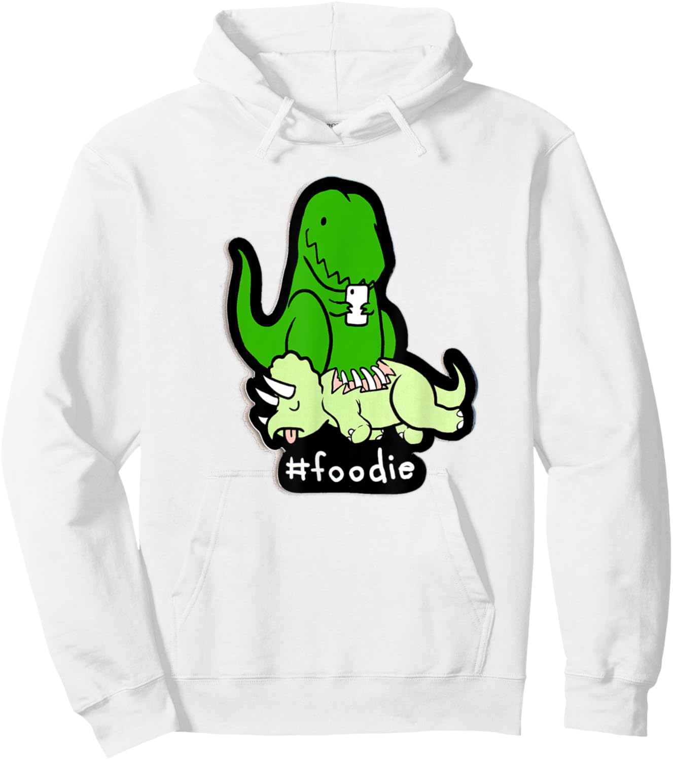 hashstag Foodie Dinosaur Funny Hoodie - Hoodie | White