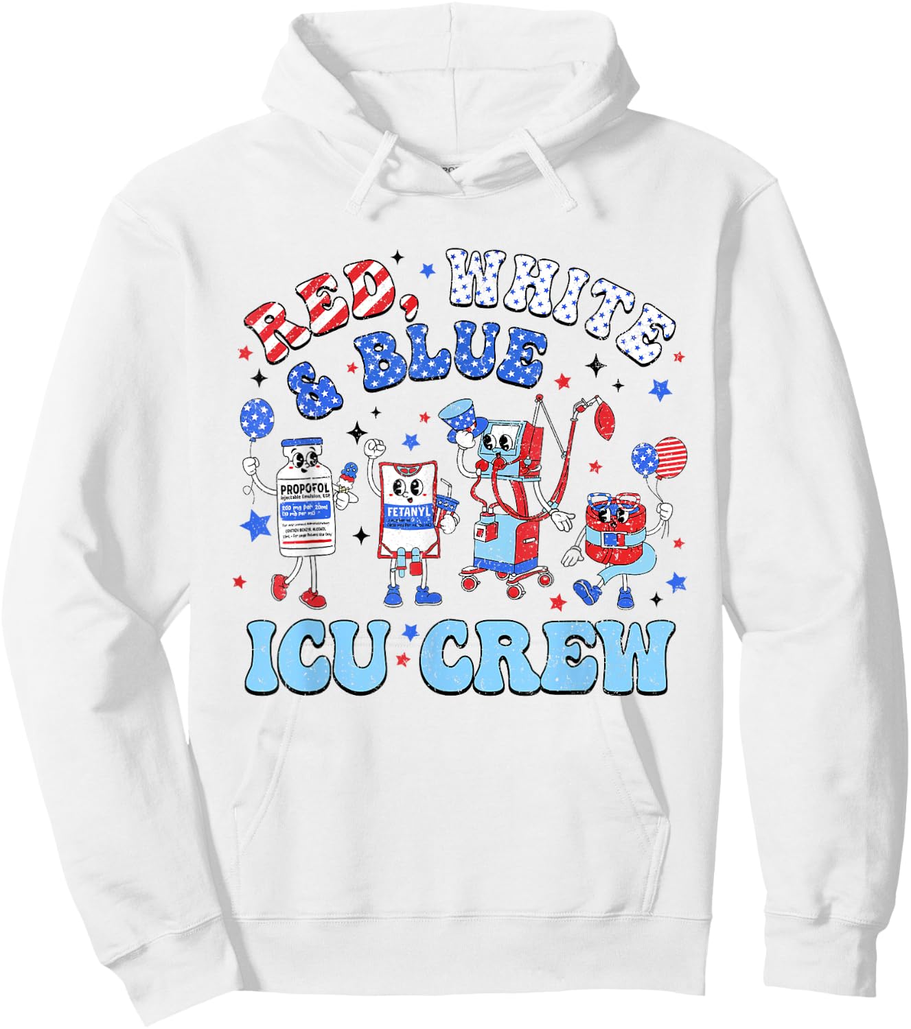 Icu Nurse 4th July Independence Day Red White Blue Icu Crew Women Men Hoodie - Hoodie | White