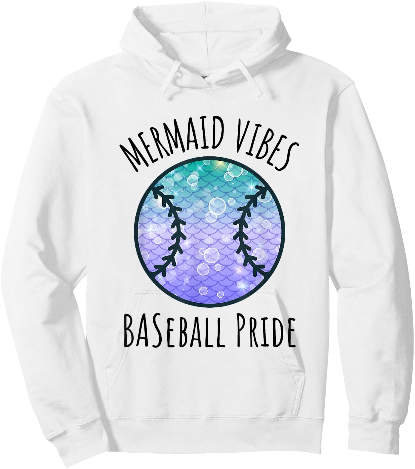 Mermaid Vibes Baseball Girl Fishtail Ocean Team Shell Games Hoodie - Hoodie | White