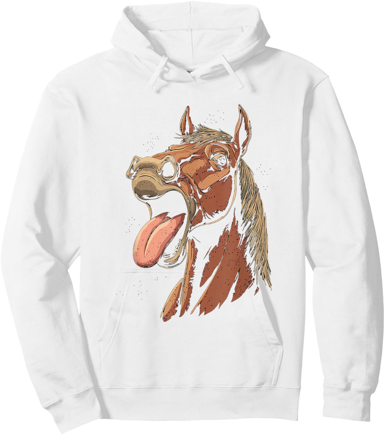 Cool Horse Showing Tongue Horses Riding on Horseback Girl Hoodie - Hoodie | White