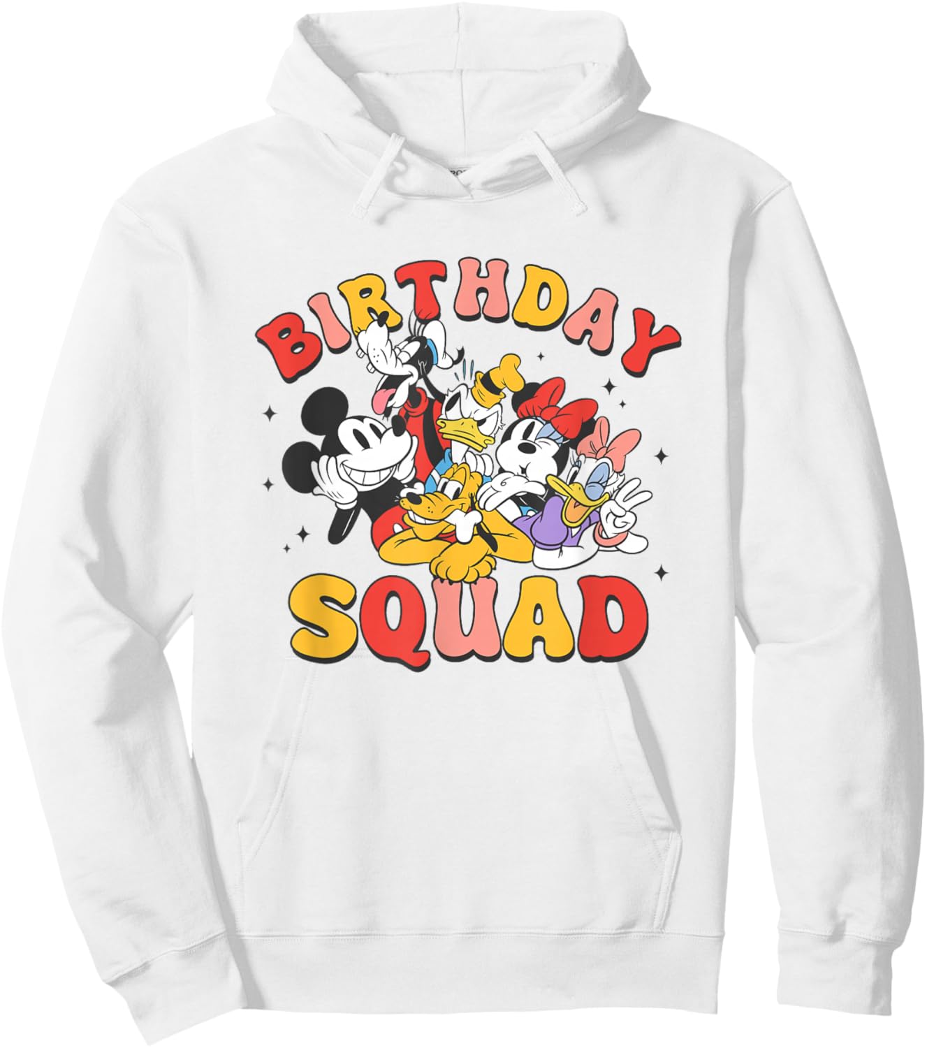 Disney Mickey and Friends Birthday Squad Vintage Group Hoodie - Hoodie | White