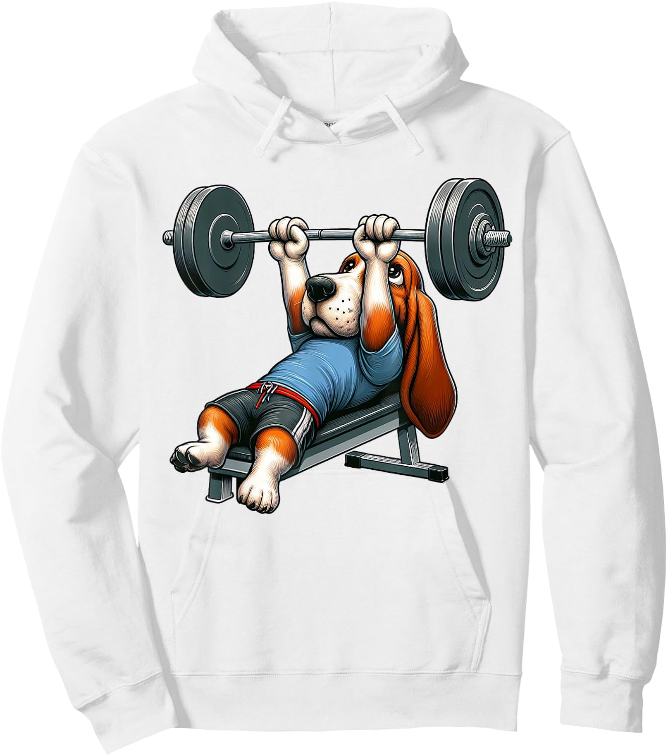 Basset Hound Weightlifting Fitness Gym Training Bodybuilding Hoodie - Hoodie | White