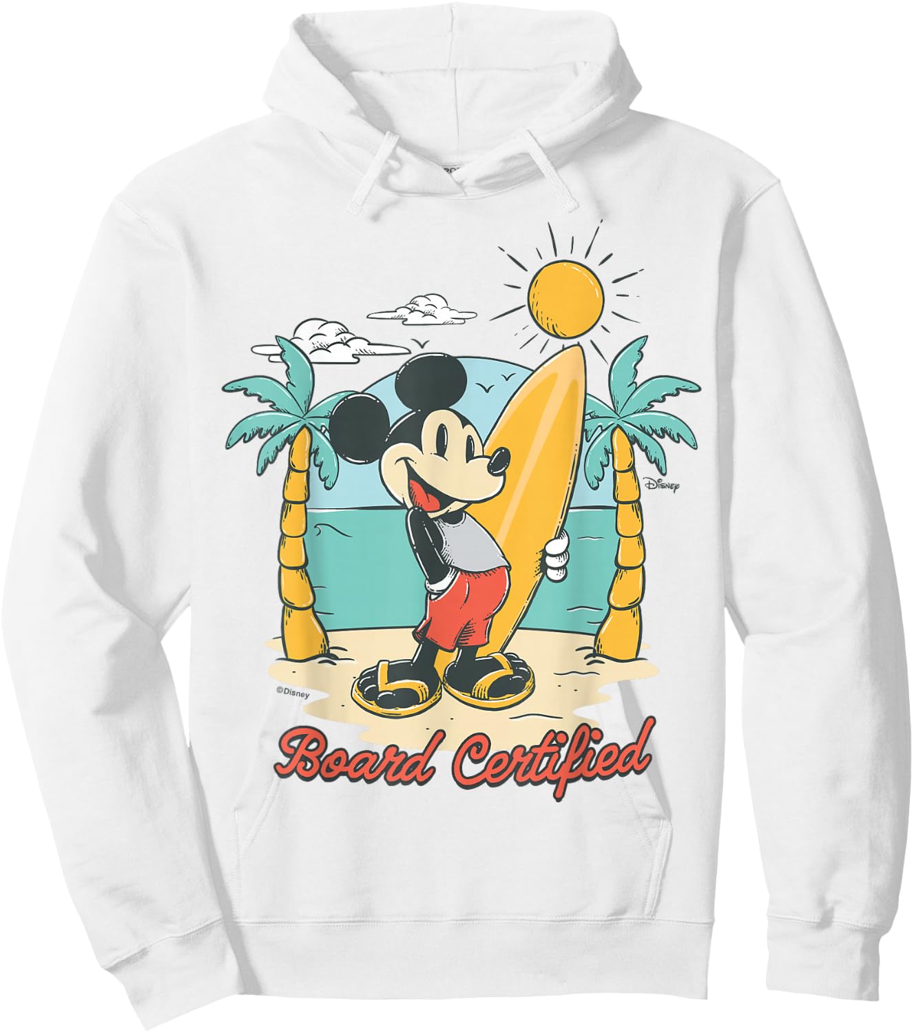 Mickey Mouse - Surfboard Certified Summer Beach Graphic Hoodie - Hoodie | White