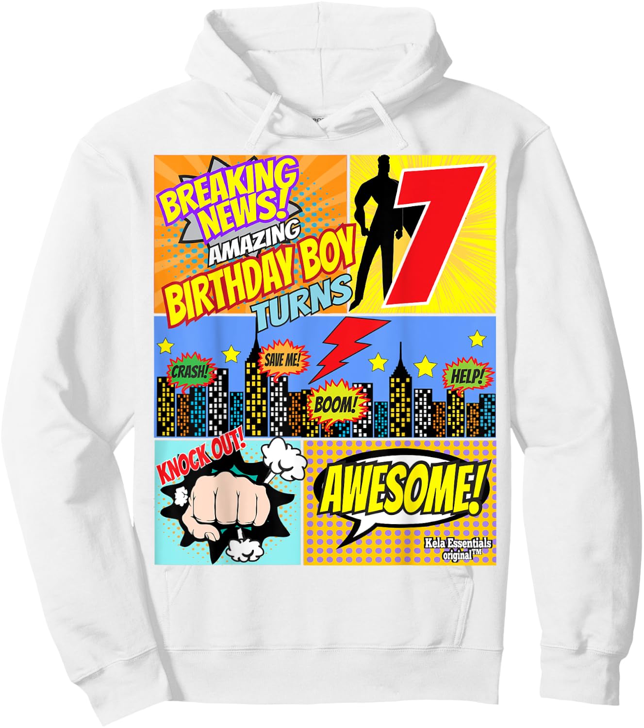 Superhero Birthday Shirt Boys 7 Amazing Awesome Super Hoodie - Hoodie | White