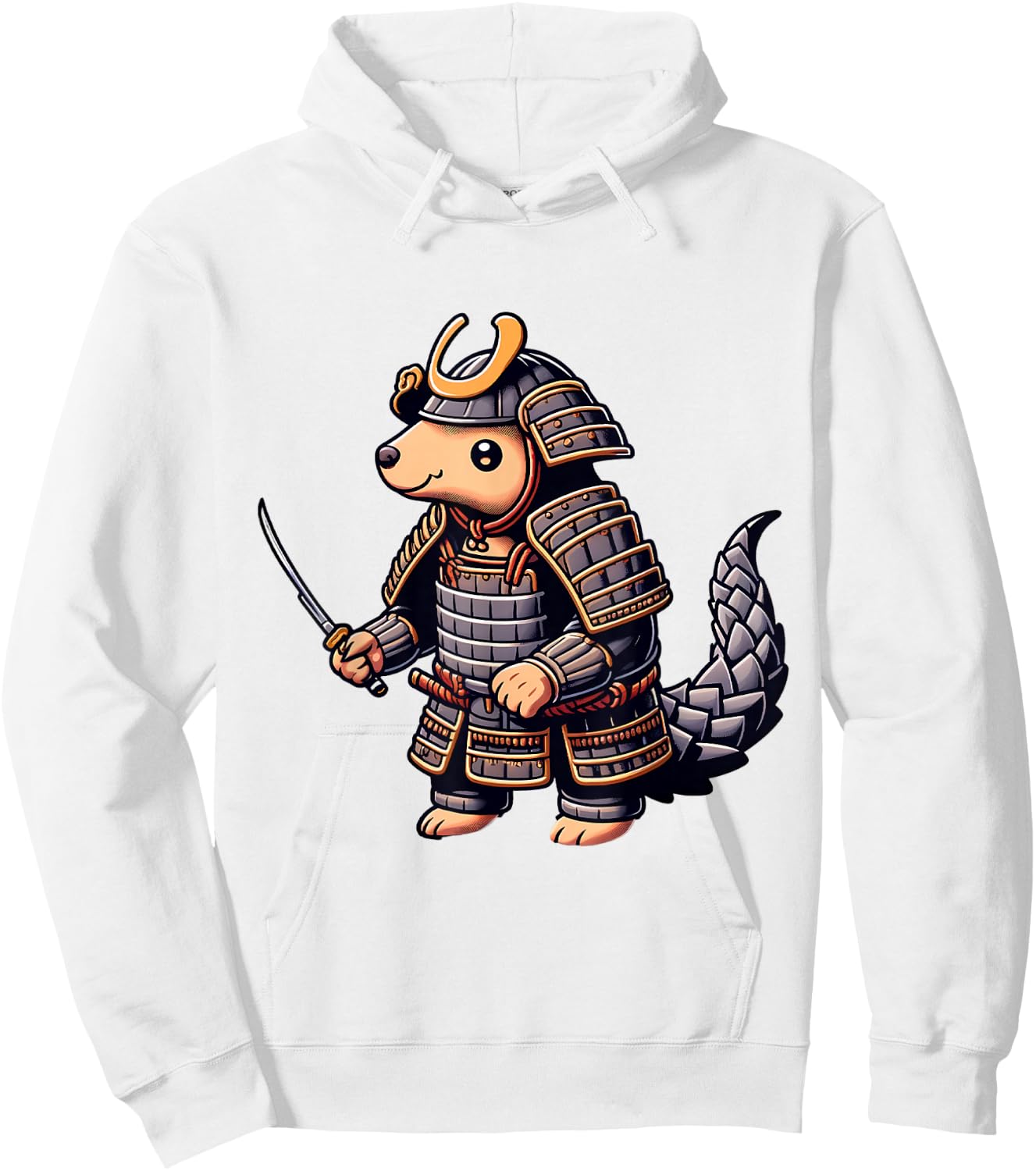 Samurai Pangolin Japanese Anime Halloween Costume Hoodie - Hoodie | White