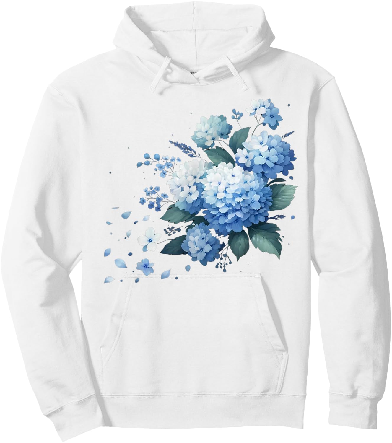 Watercolor Blue Hydrangeas Hoodie - Hoodie | White