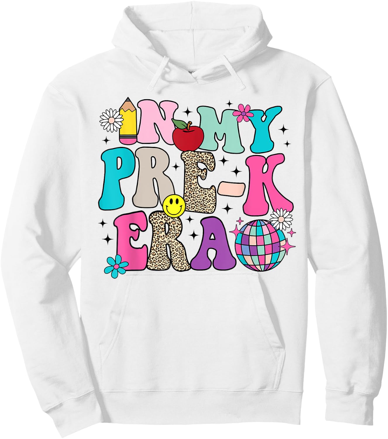 In My Pre-K Era Back To School Retro Groovy Preschool Hoodie - Hoodie | White