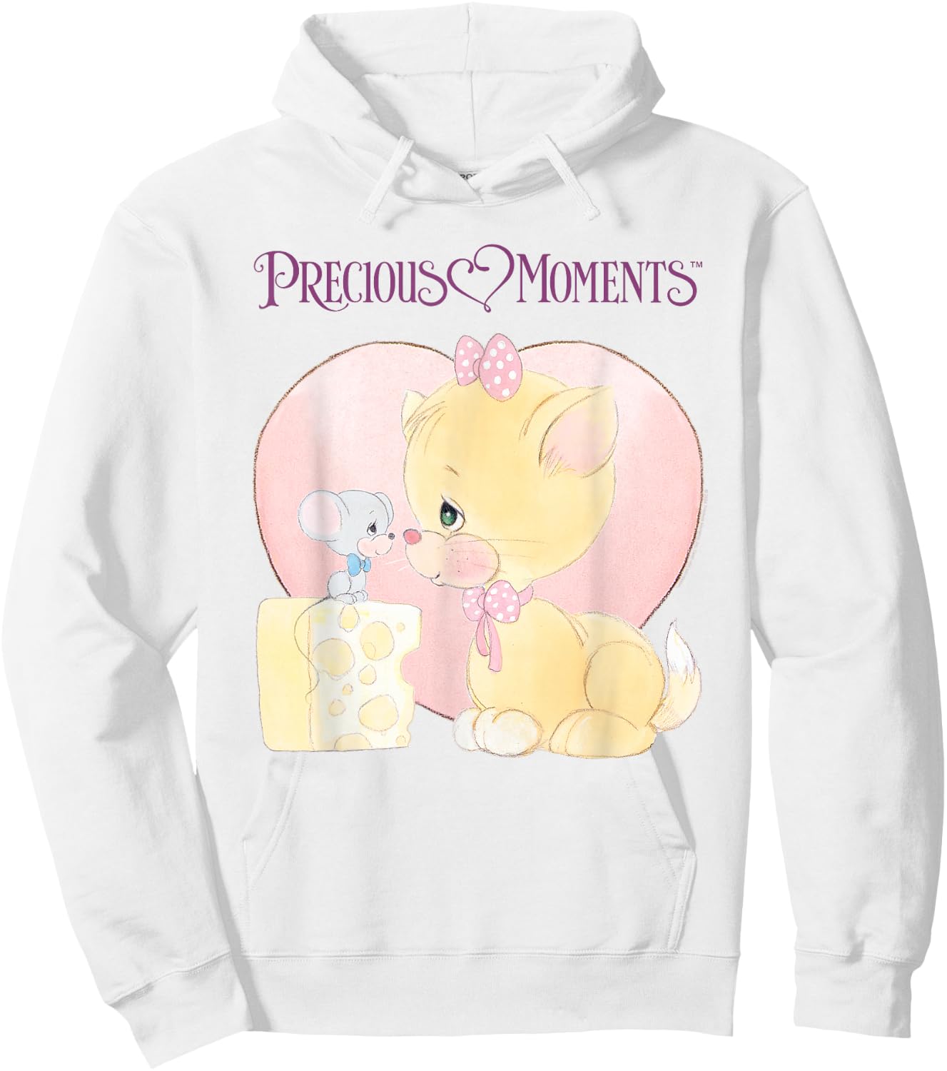 Precious Moments Cat and Mouse with Cheese Hoodie - Hoodie | White