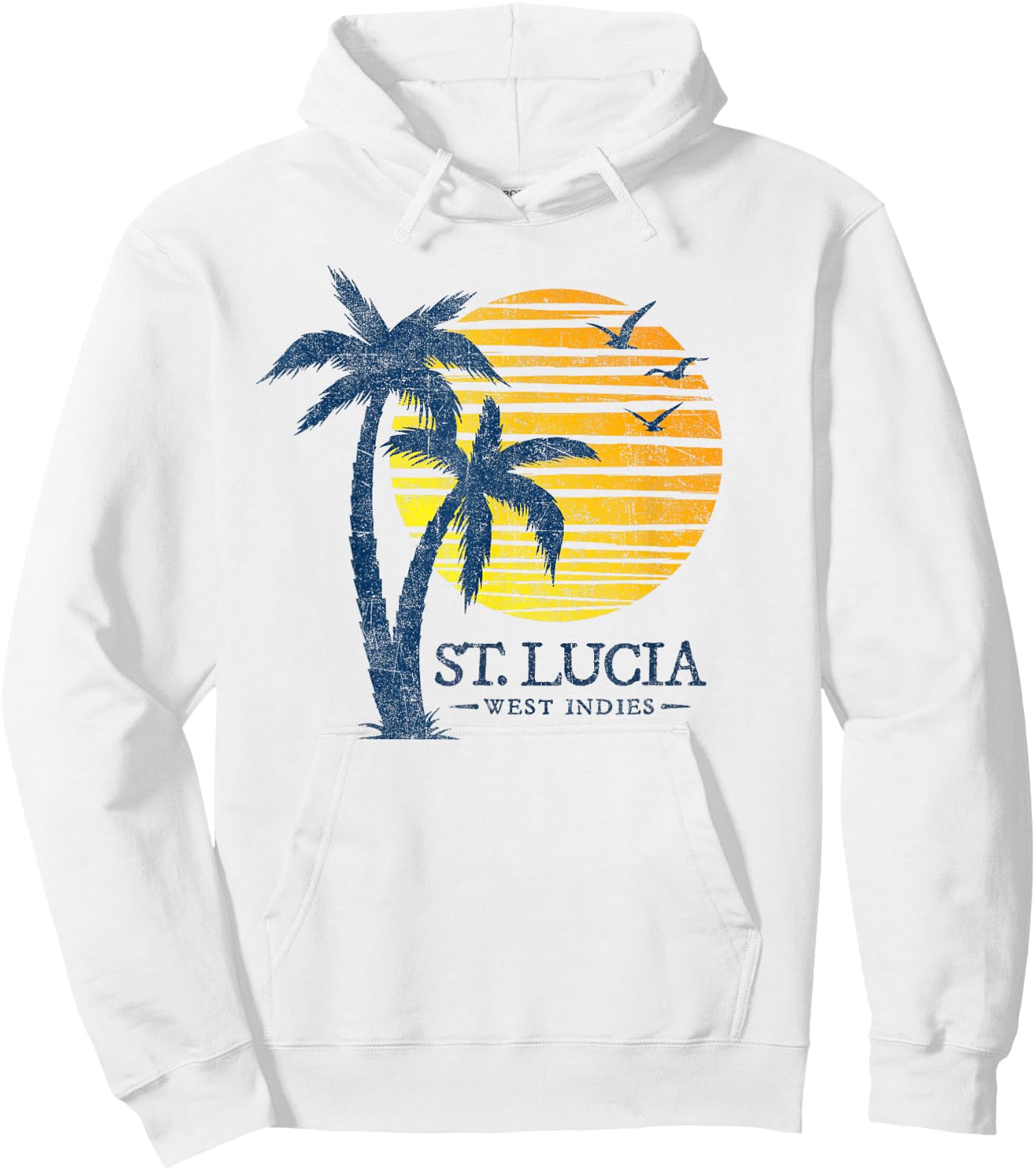 Retro St Lucia Beach Sunset Boys Girls Souvenir Hoodie - Hoodie | White