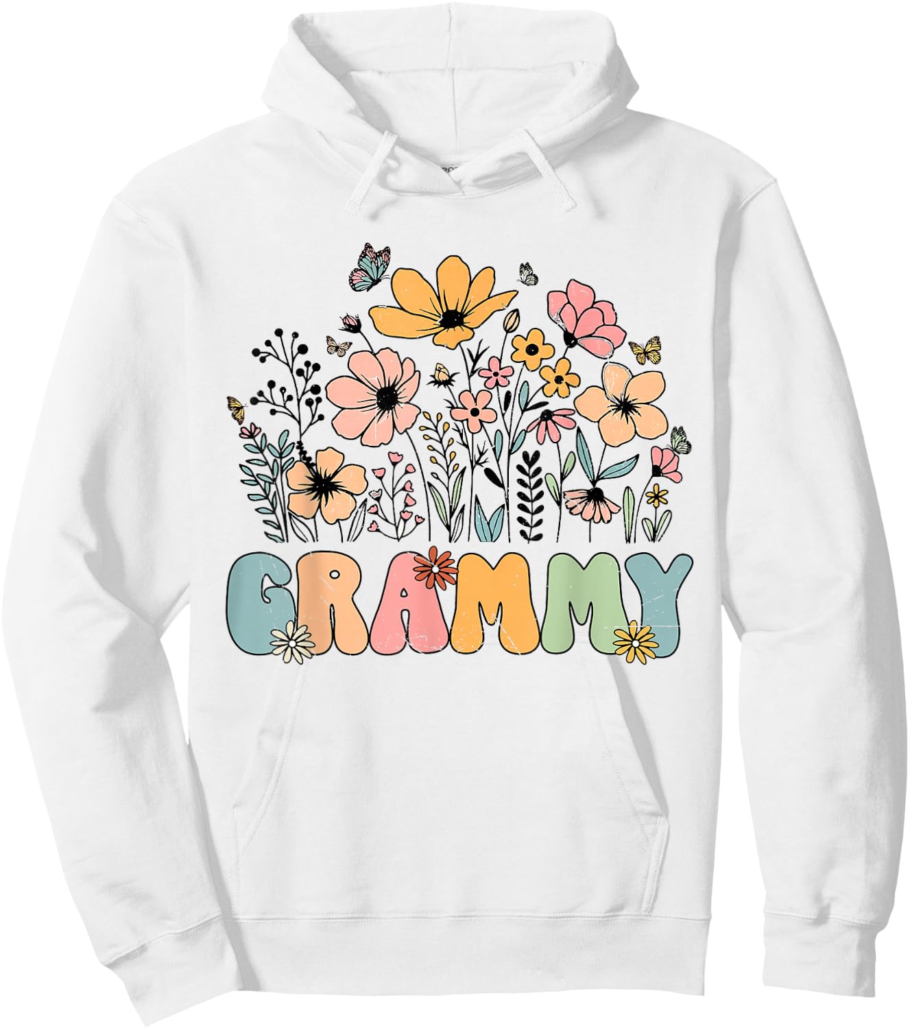 Wildflower Grammy shirt Grammie Grandmother Announcement Hoodie - Hoodie | White