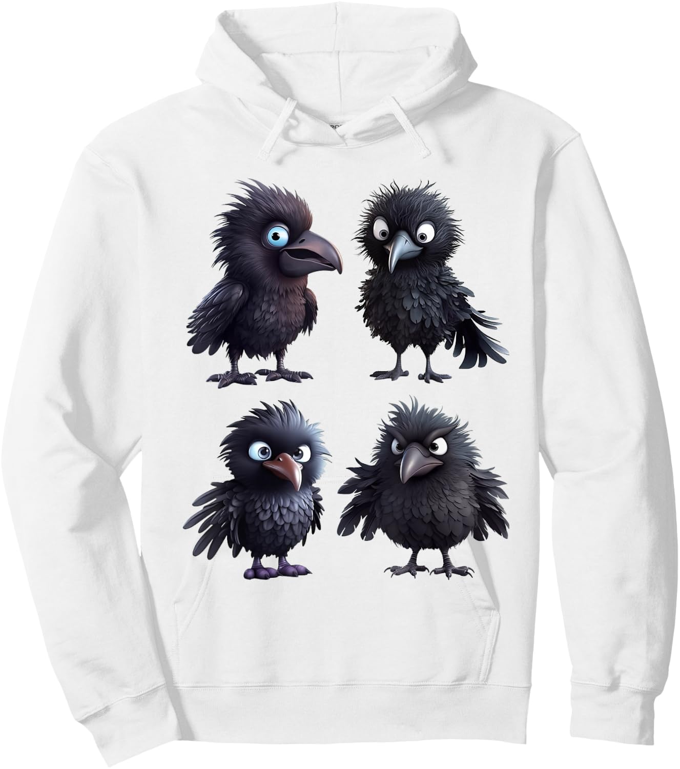 Funny Goth Raven Graphic Women Men Kids Cute Raven Pattern Hoodie - Hoodie | White