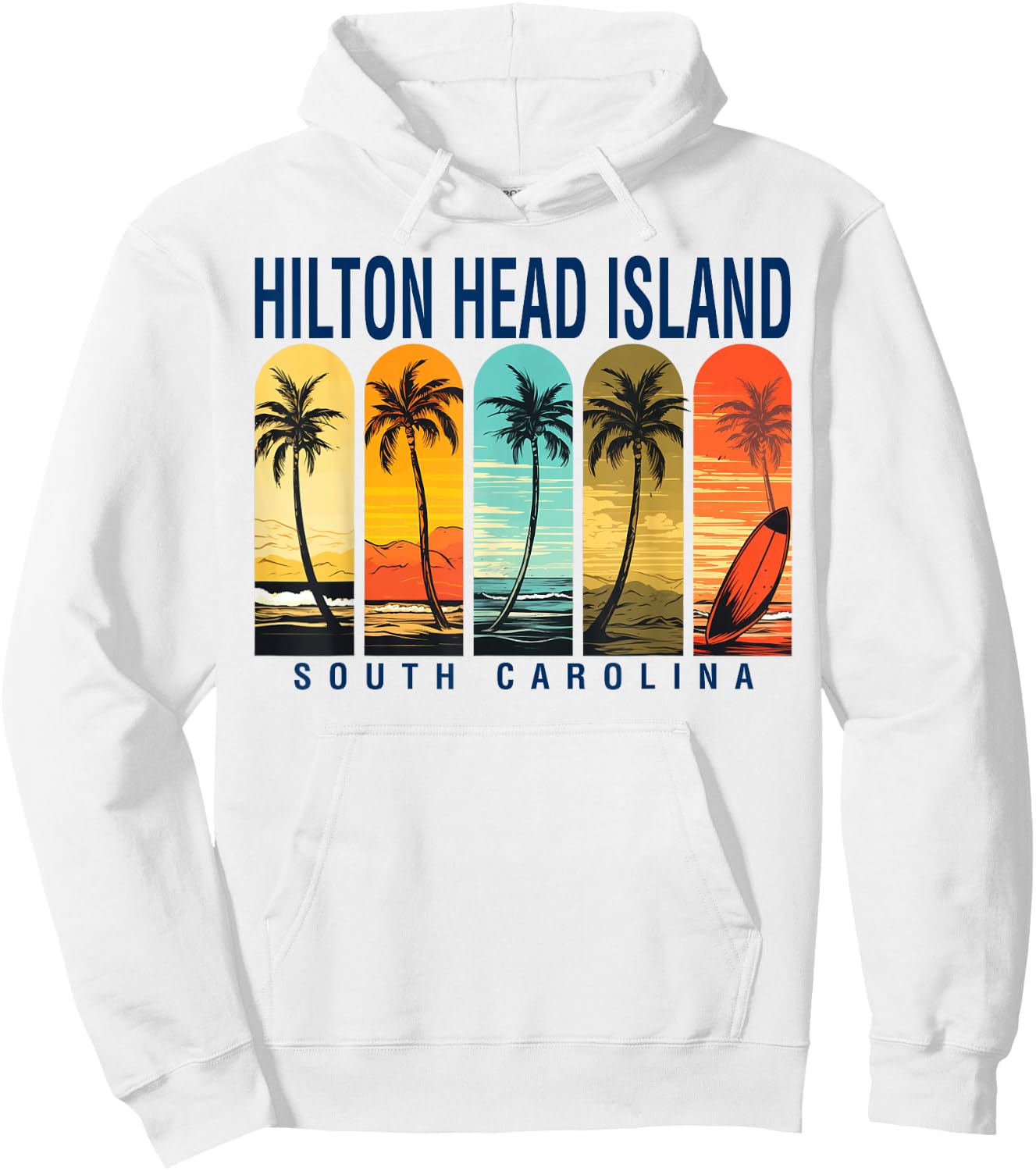 Hilton Head Island Beach South Carolina Surfing Graphic Hoodie - Hoodie | White