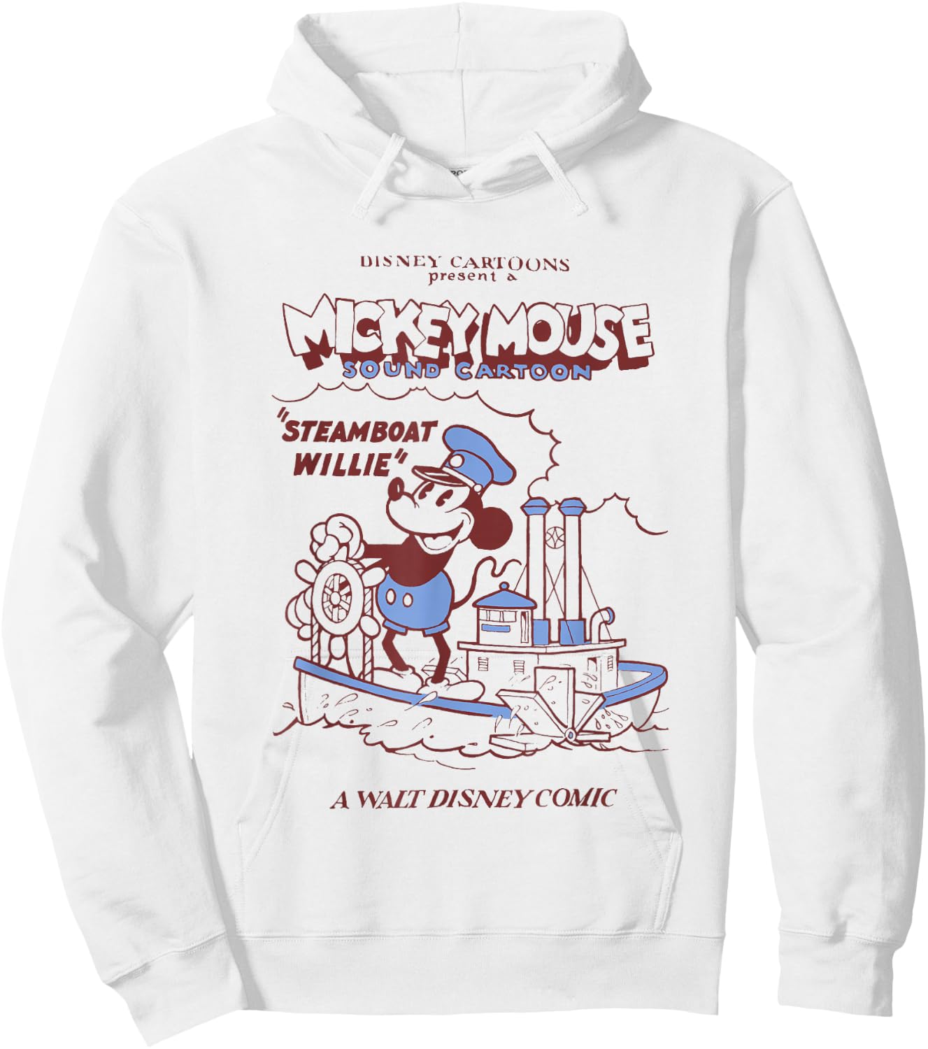 Disney Steamboat Willie A Walt Disney Comic Retro Big Poster Hoodie - Hoodie | White