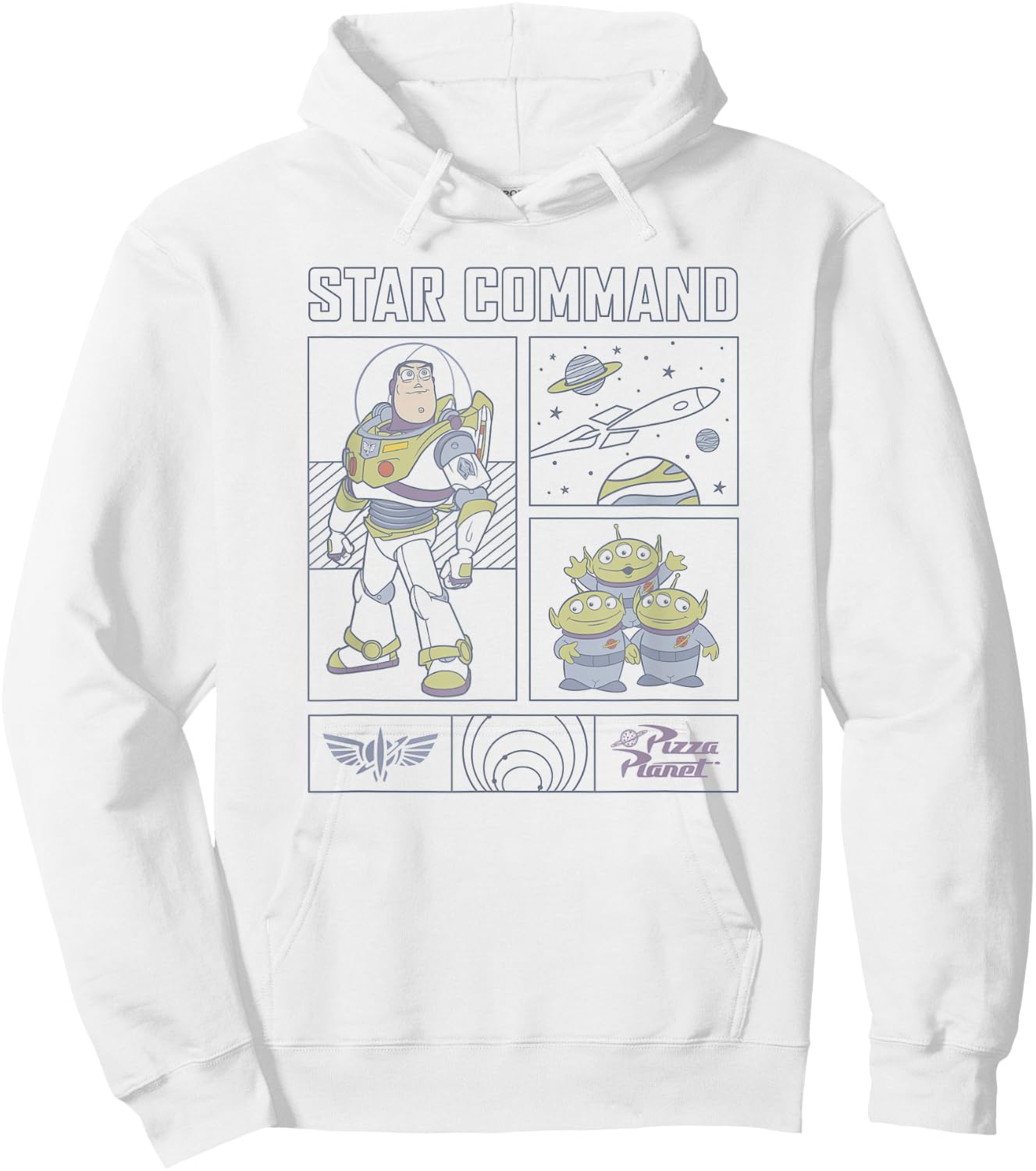 Disney Pixar Toy Story Buzz Lightyear Star Command Comic Hoodie - Hoodie | White