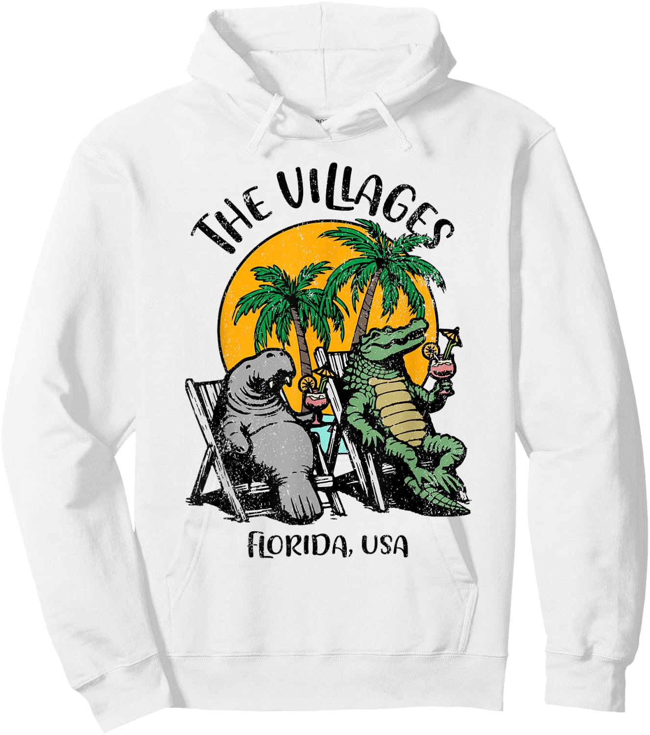 Villages Florida USA Funny Manatee Alligator Design Hoodie - Hoodie | White