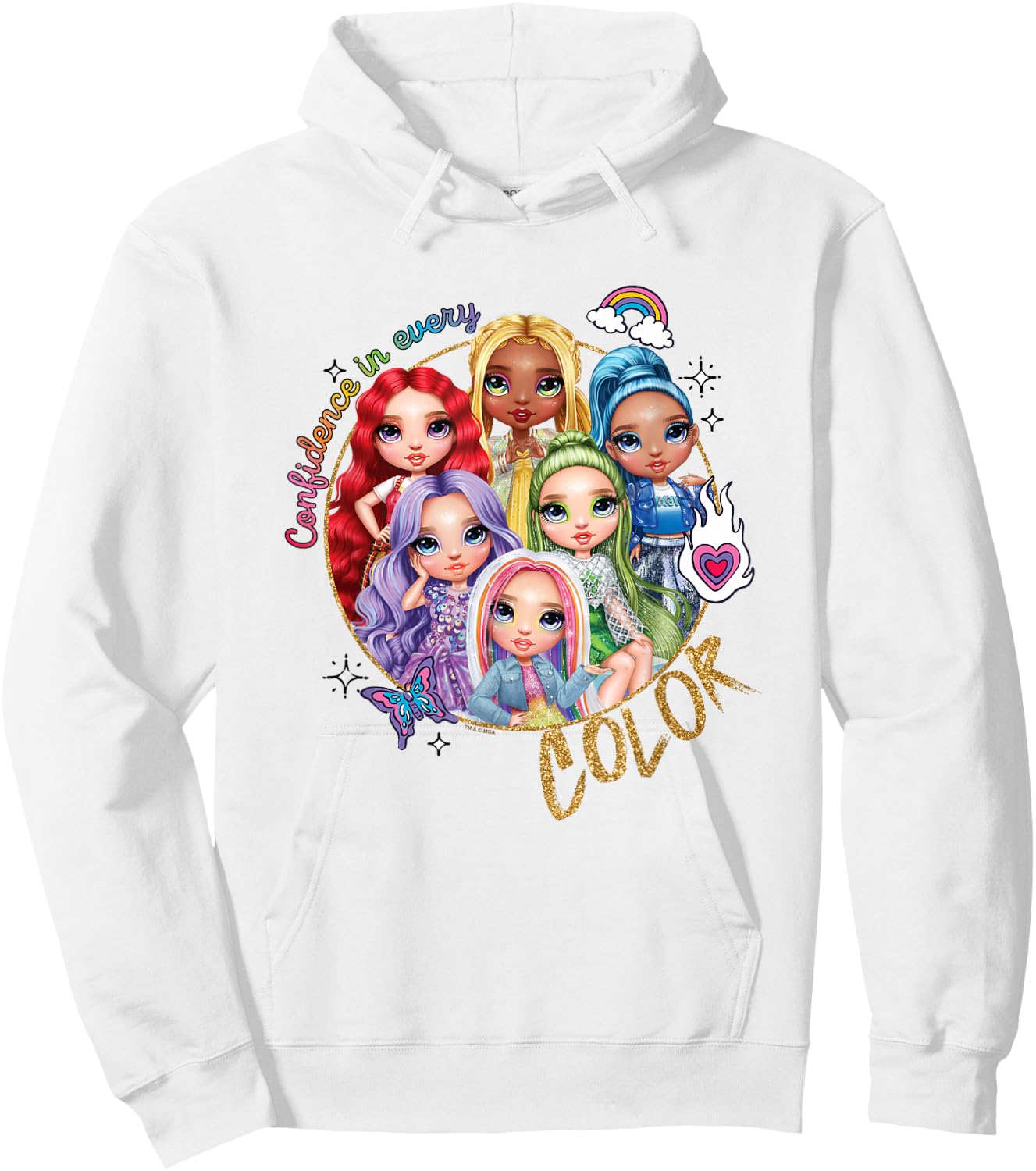 Rainbow High Confidence in Every Color Retro Group Portrait Hoodie - Hoodie | White