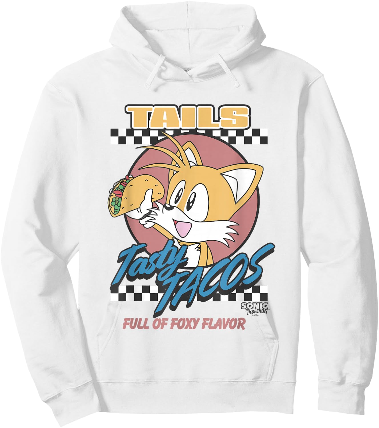 Sonic The Hedgehog Tails Tasty Tacos Foxy Flavor Vintage Hoodie - Hoodie | White