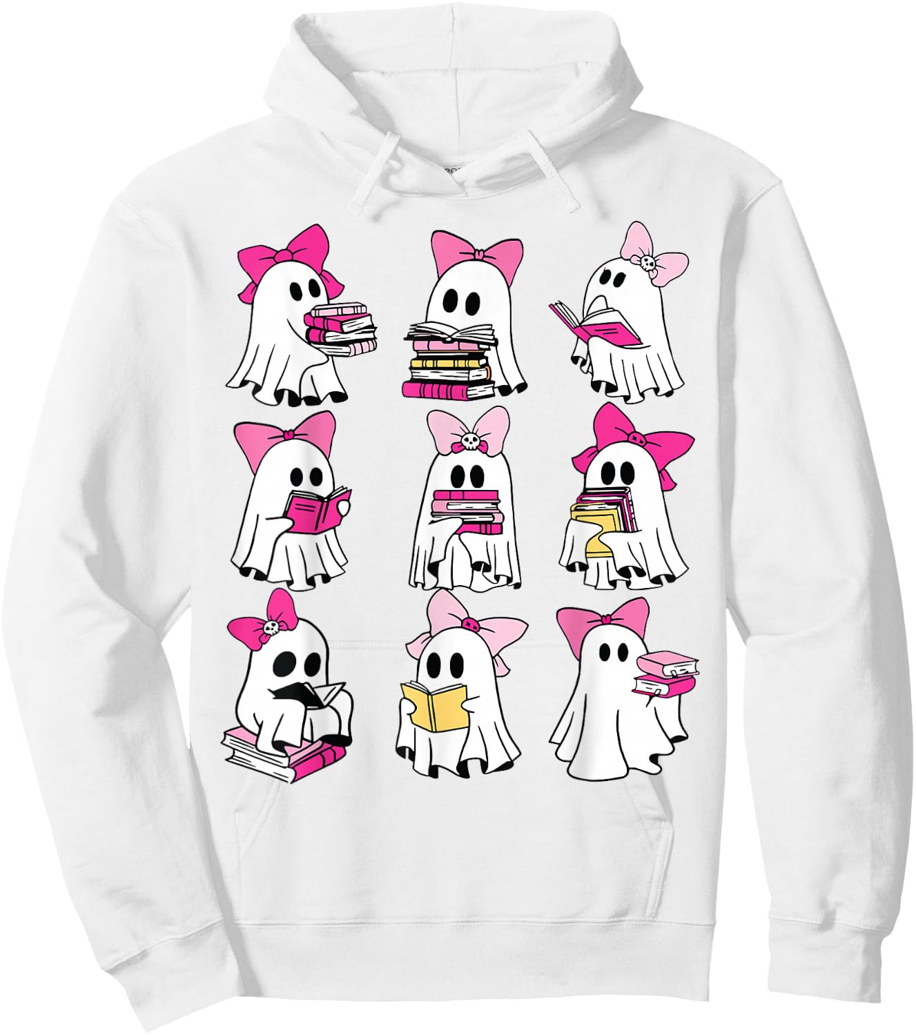 Halloween Pink Ghost Read More Books Spooky Boo Teacher Kids Hoodie - Hoodie | White