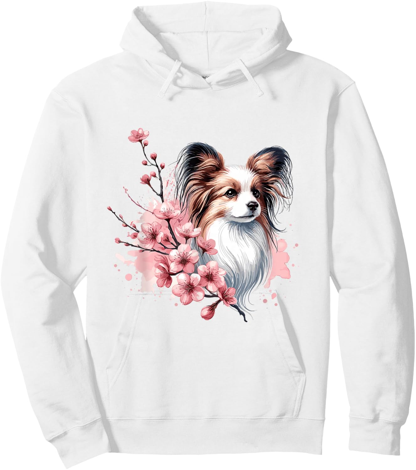 Cherry Blossoms Watercolour Papillon Hoodie - Hoodie | White