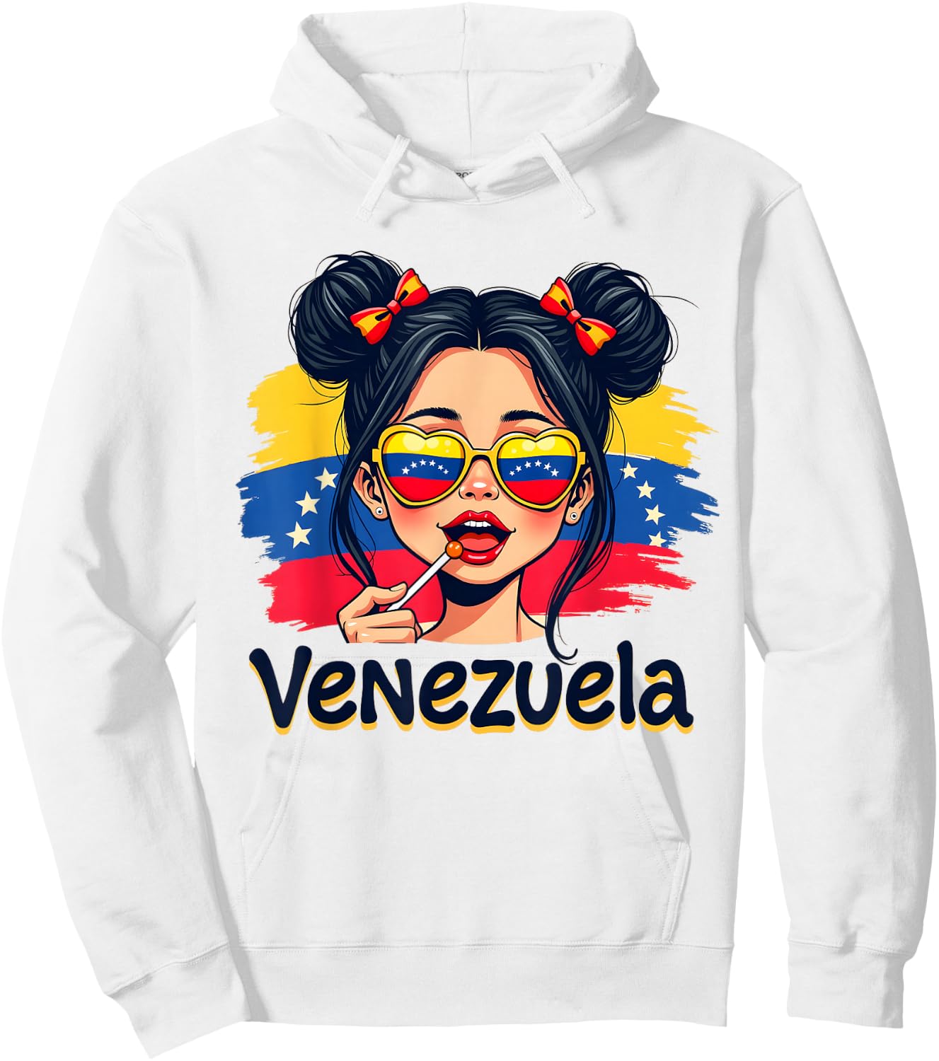 Messy Bun Girl Venezuela Pride Latina Venezuelan Women Girls Hoodie - Hoodie | White
