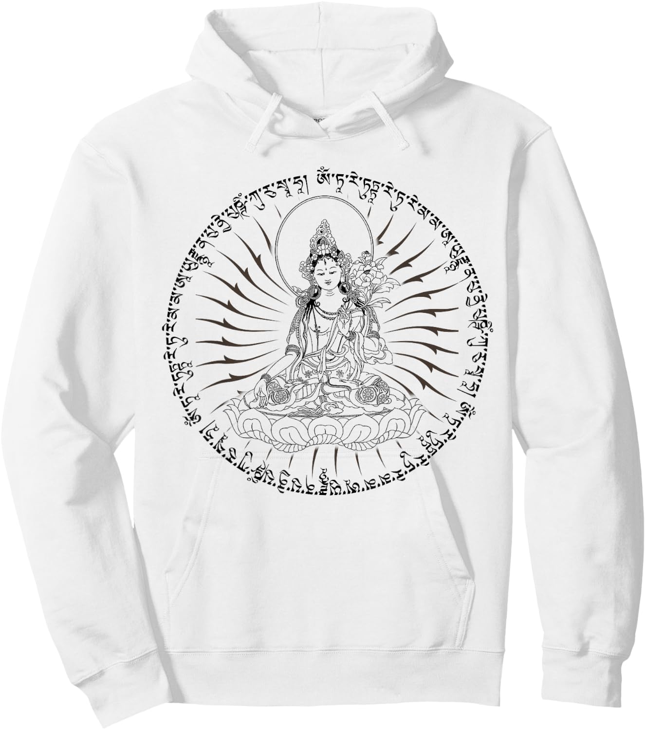 Buddha Green Tara Mantra Tibetan Buddhism Vajrayana Hoodie - Hoodie | White