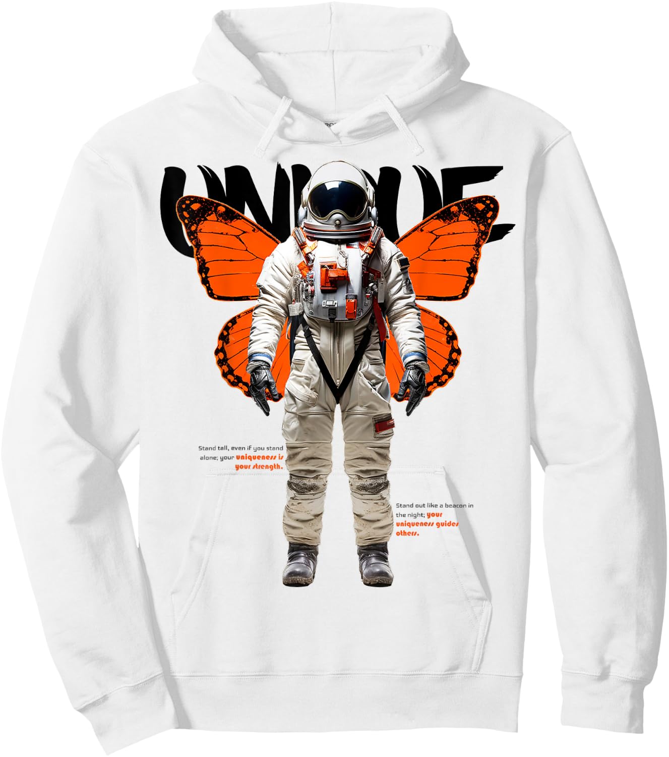 Astronaut | Frontprint | Art Graphic Artwork Butterfly Hoodie - Hoodie | White