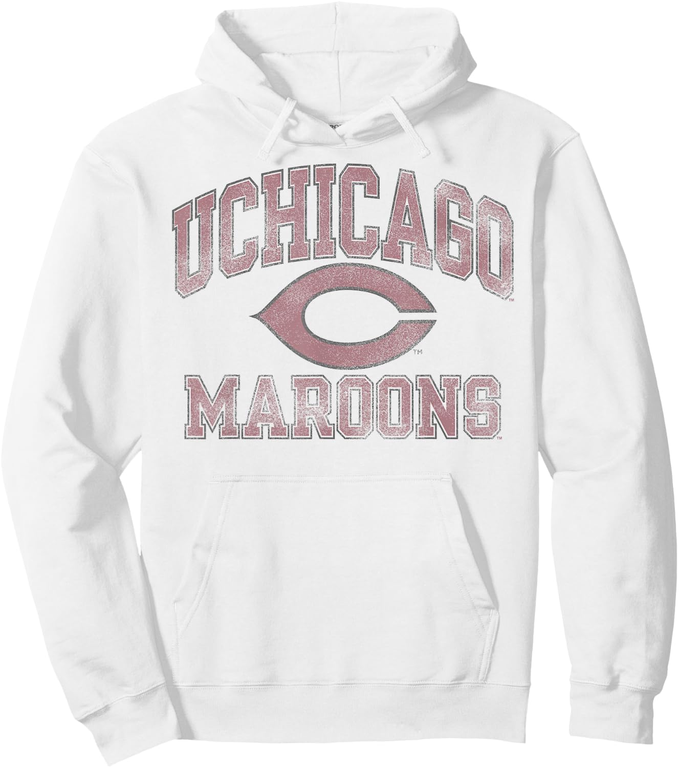 Chicago Maroons Vintage Worn Gray Officially Licensed Hoodie - Hoodie | White