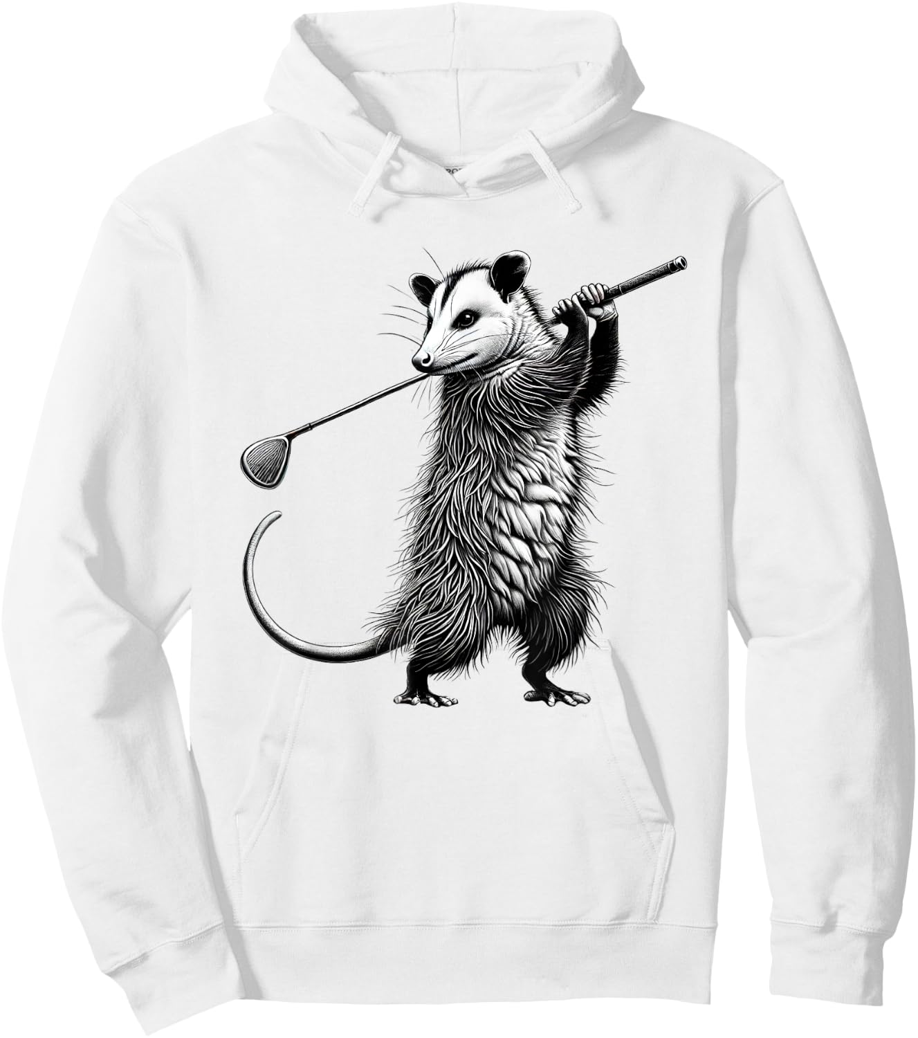 Vintage Possum Playing Golf Opossum Lover Golfer Hoodie - Hoodie | White