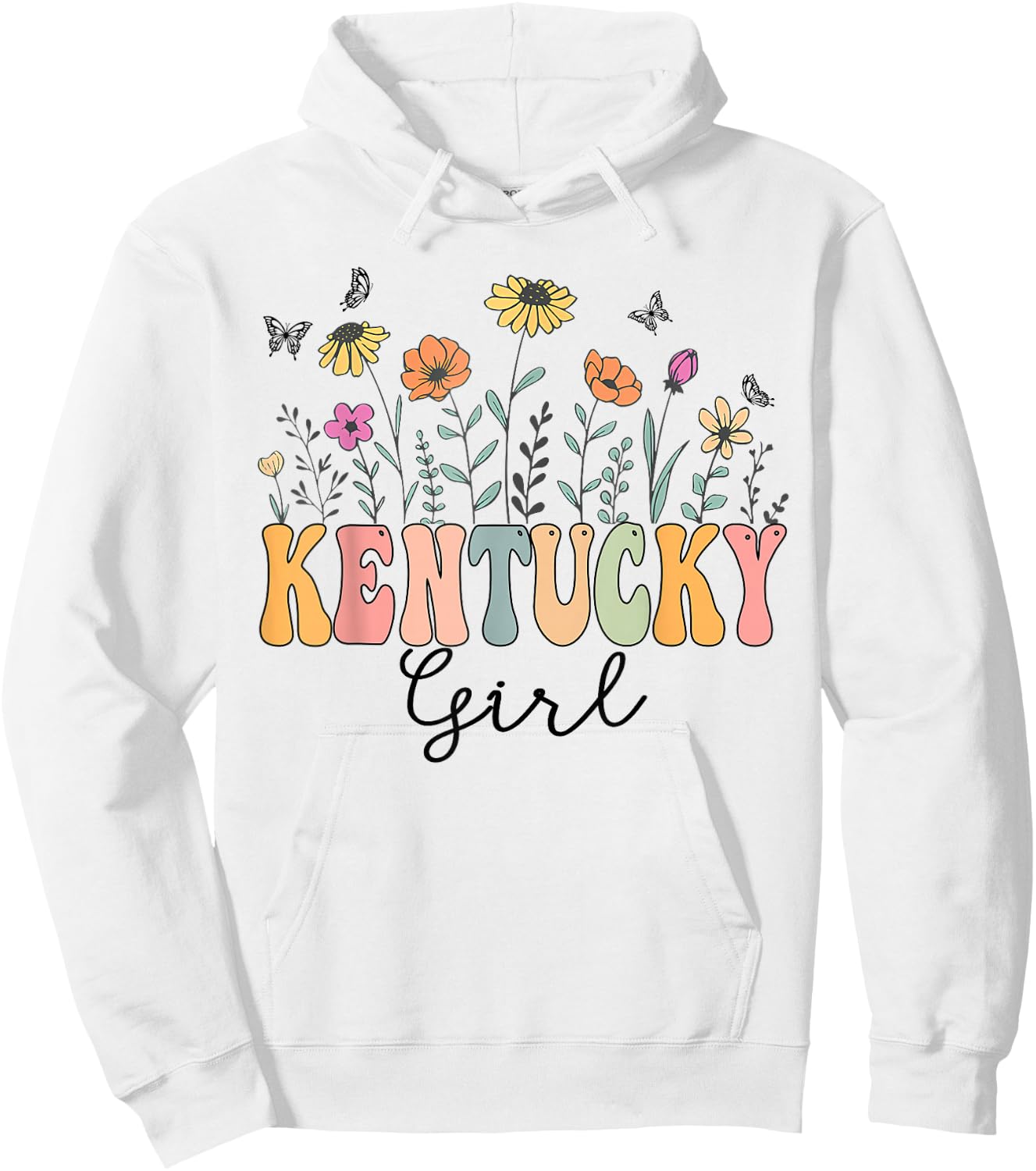 Kentucky Girl Wildflower Groovy Kentucky Lover Hoodie - Hoodie | White
