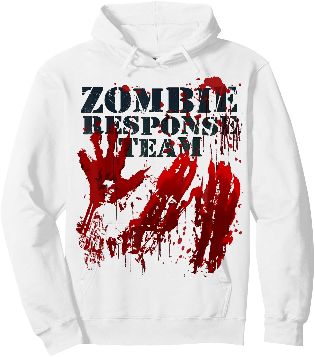 Zombie Shirt Blood Splatter Hands Zombie Response Team Hoodie - Hoodie | White