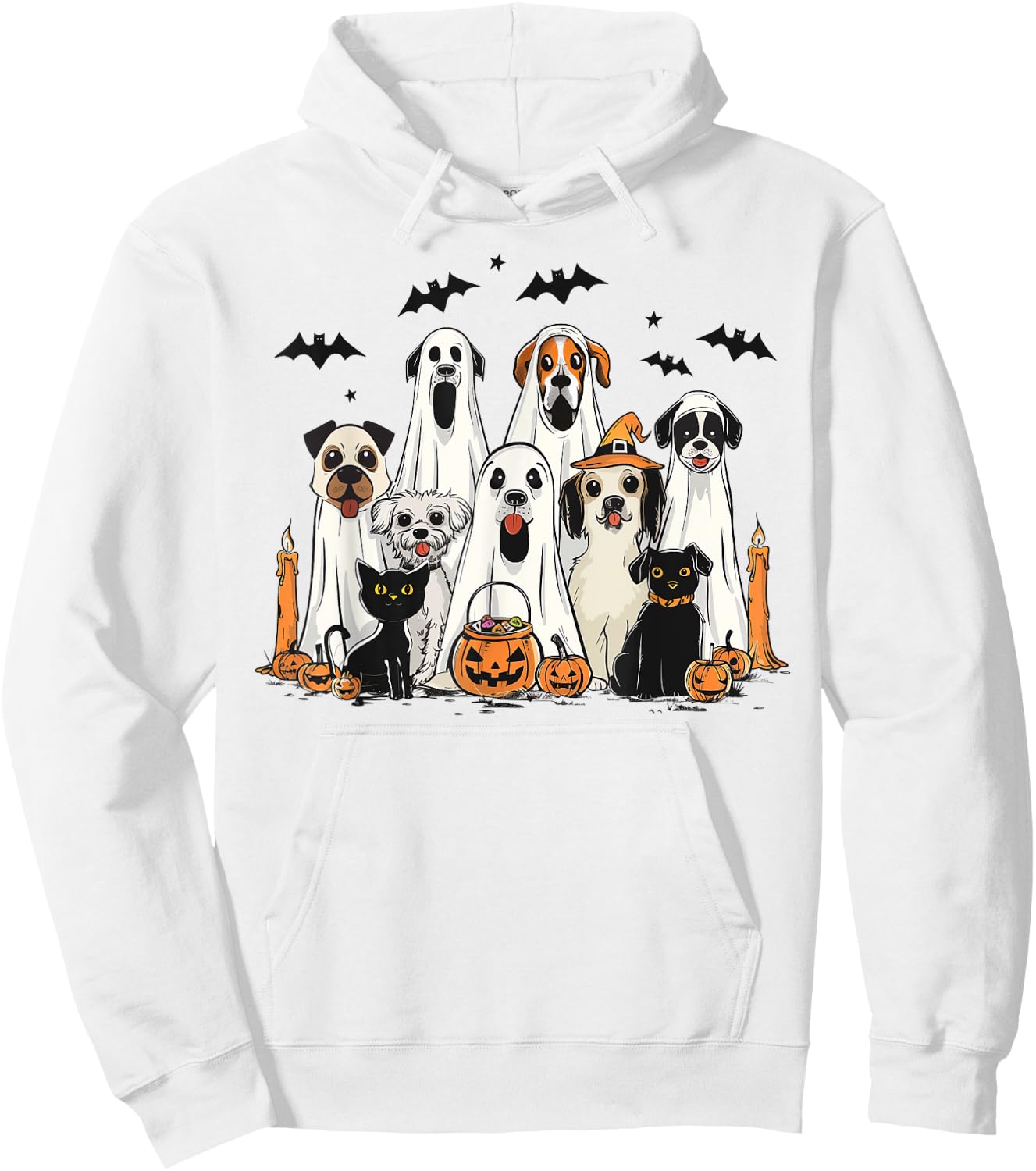 Dog Ghost Cute Dog Dressed As Ghost Funny Halloween Dog Hoodie - Hoodie | White