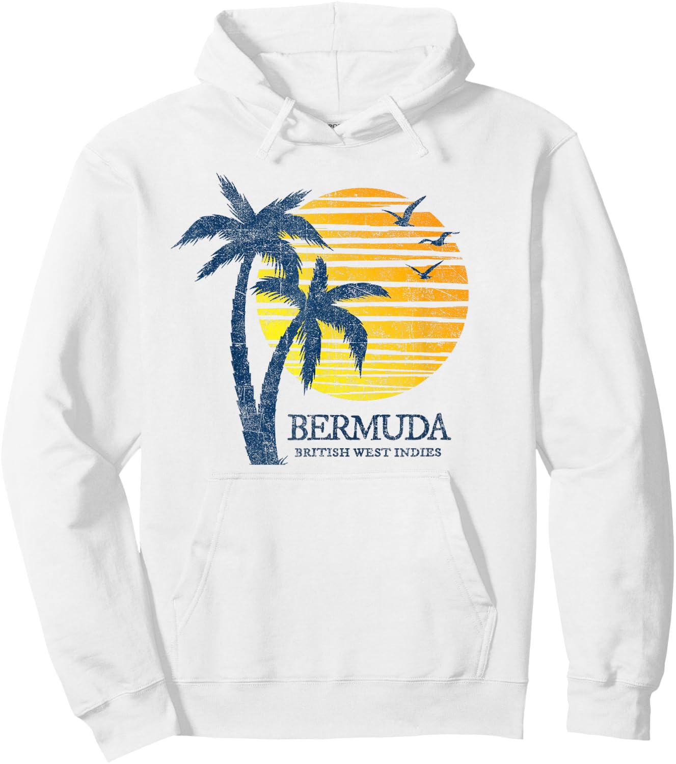 Vintage Bermuda Retro Throwback Cruise Beach Sunset Souvenir Hoodie - Hoodie | White