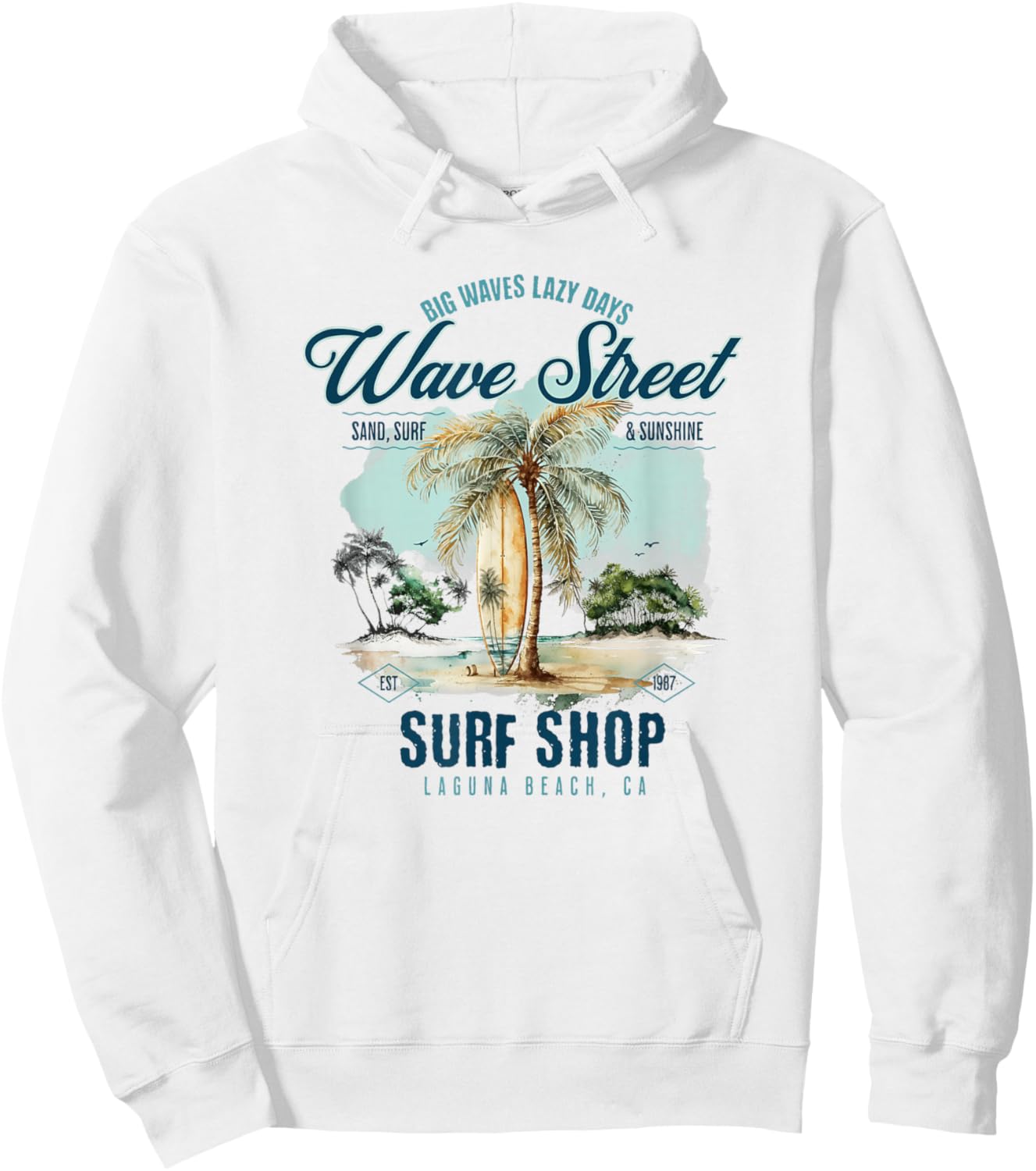 Wave Street Surf Vintage Summertime Vacation Beach Surf Women Kids Hoodie - Hoodie | White