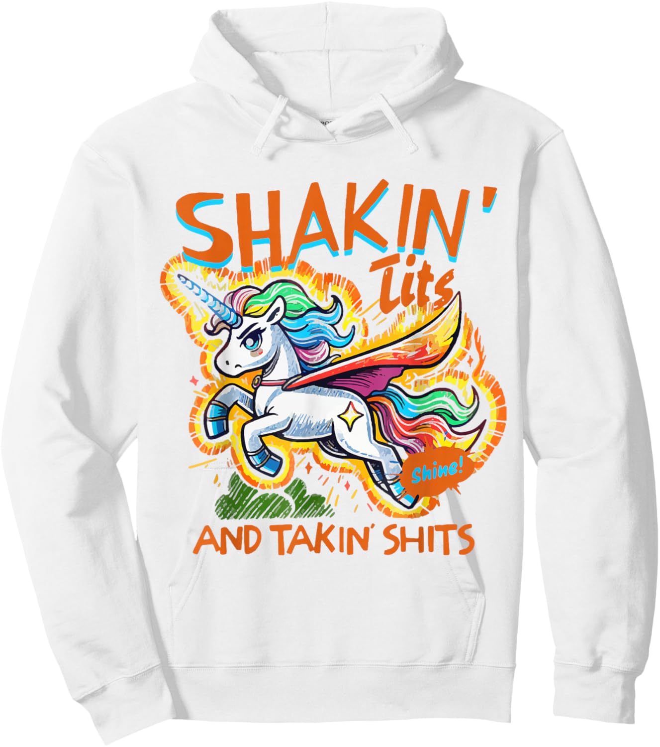 Funny Shakin' Tits Graphic Gag Gifts Hoodie - Hoodie | White
