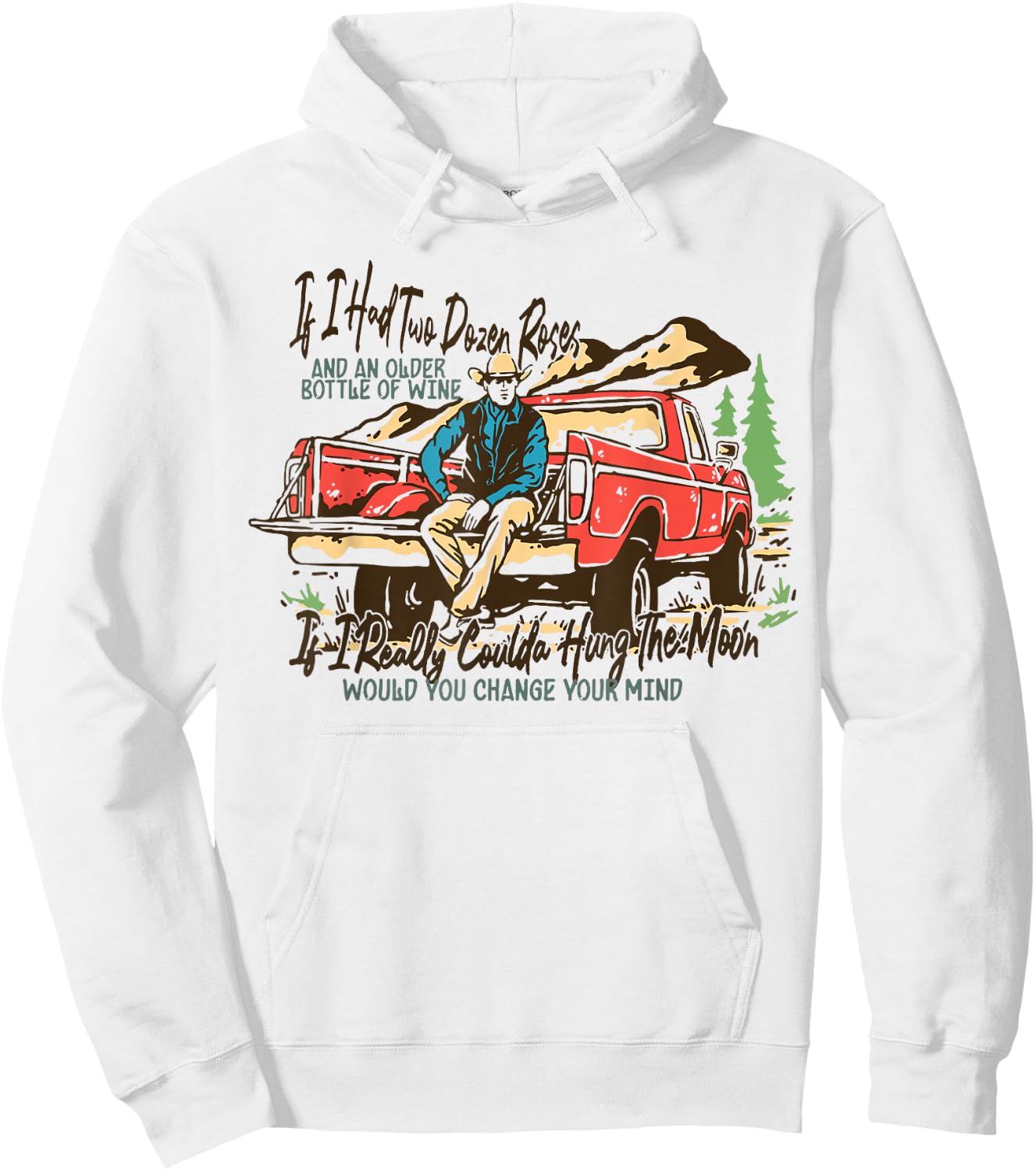Vintage 80s Country Music Western Cowboy Hoodie - Hoodie | White