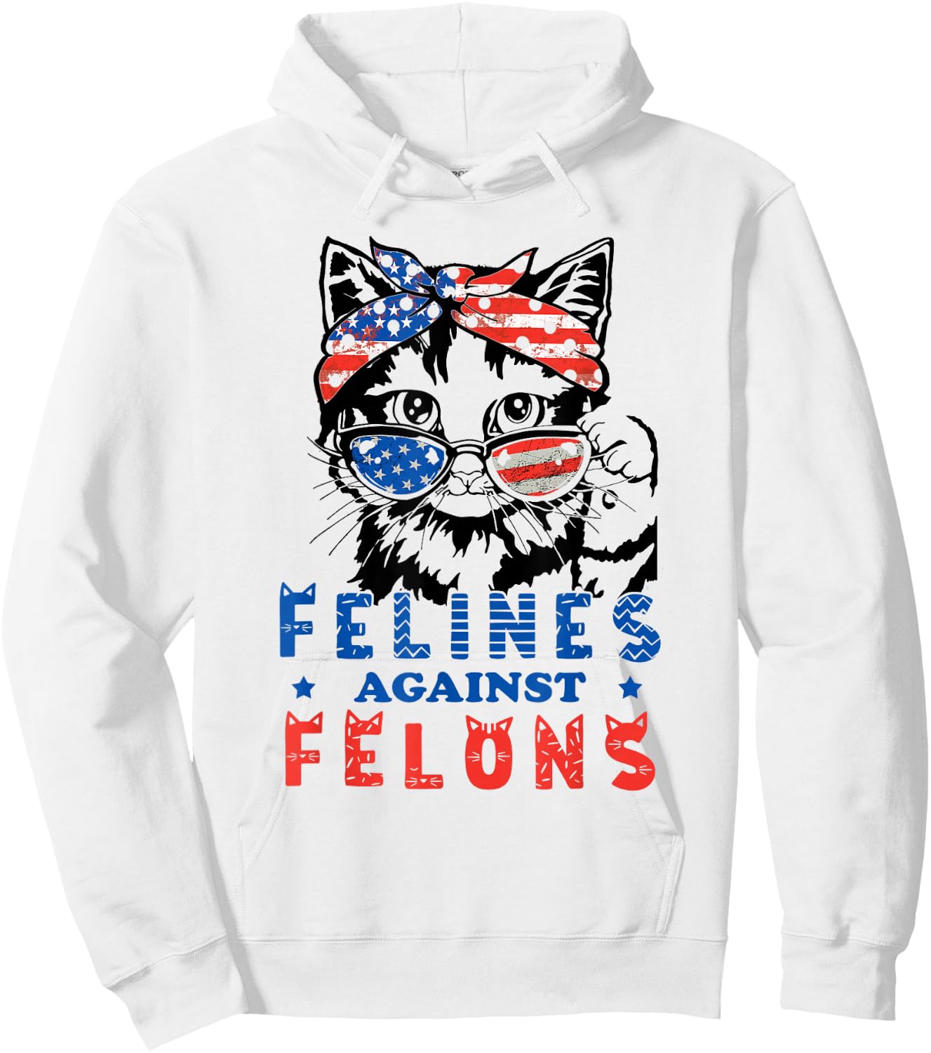 Funny Cat Felines Against Felons Hoodie - Hoodie | White