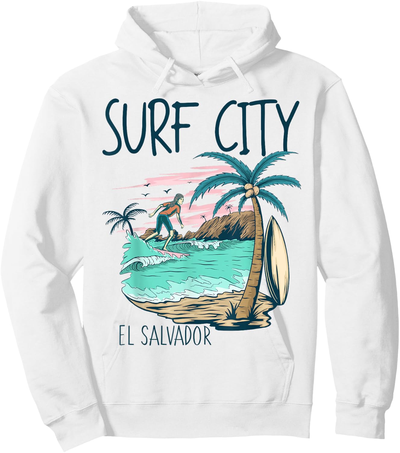 Surf City El Salvador Vintage Surfing Gifts El Salvadoreans Hoodie - Hoodie | White