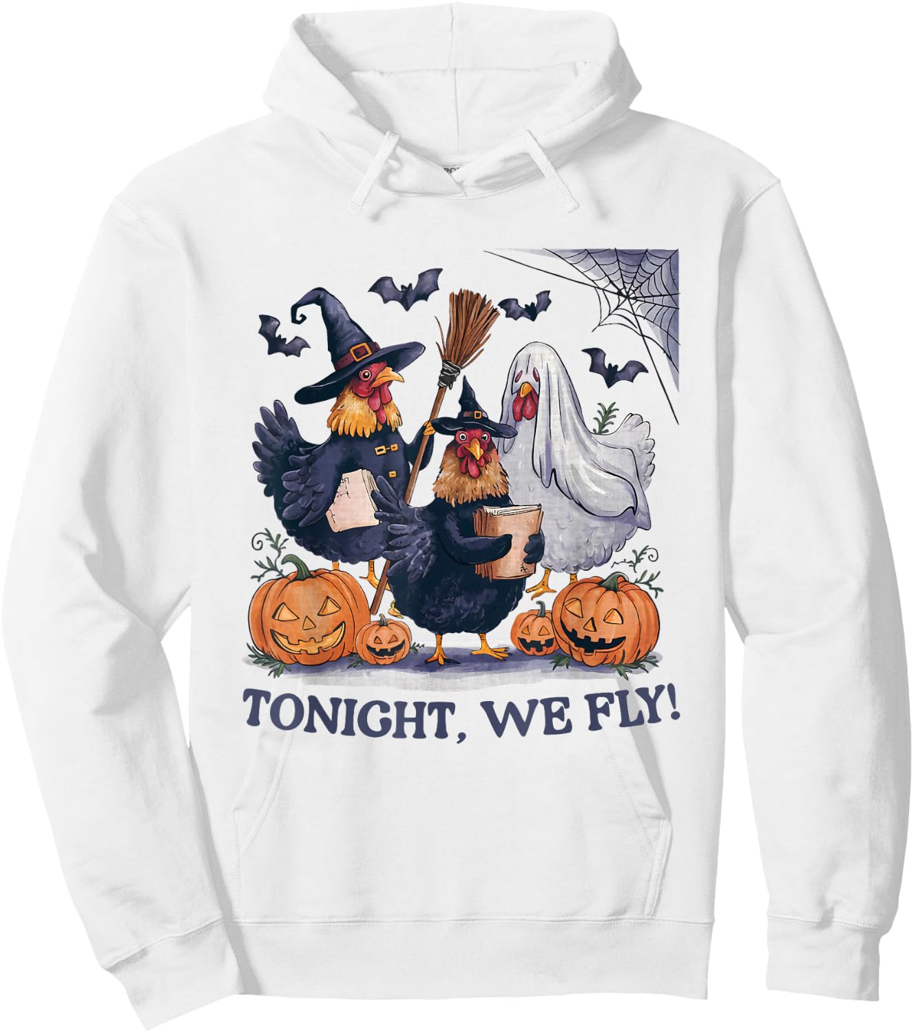 Tonight We Fly Halloween Chicken Spooky Farm Animals Lover Hoodie - Hoodie | White