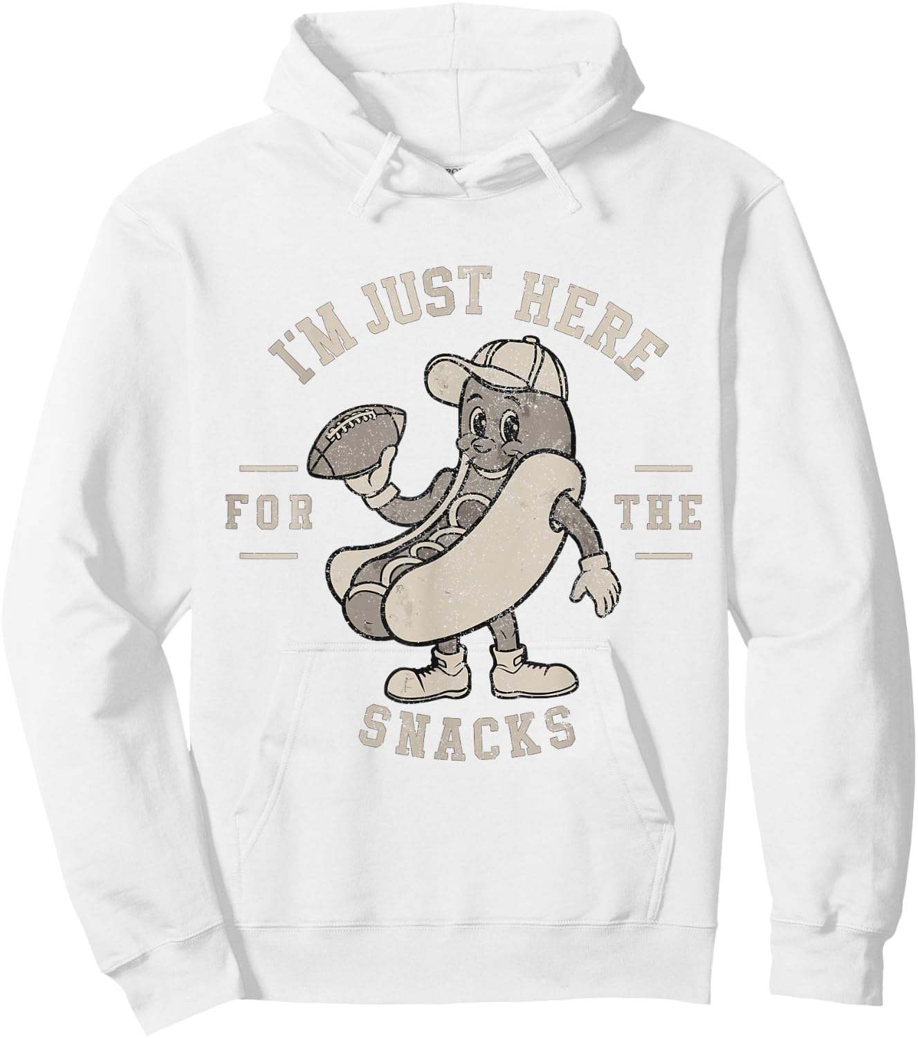 Funny I'm Just Here For The Snacks Football Hoodie - Hoodie | White