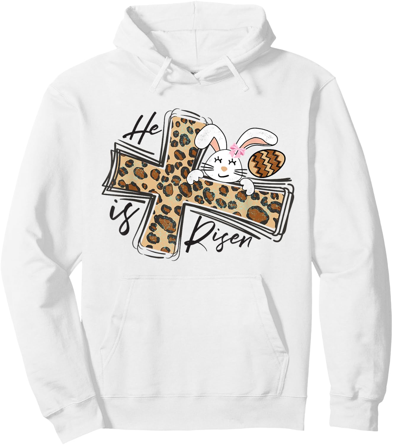 Happy Easter Shirt He Is Risen Jesus Cross Cute Easter Bunny Hoodie - Hoodie | White