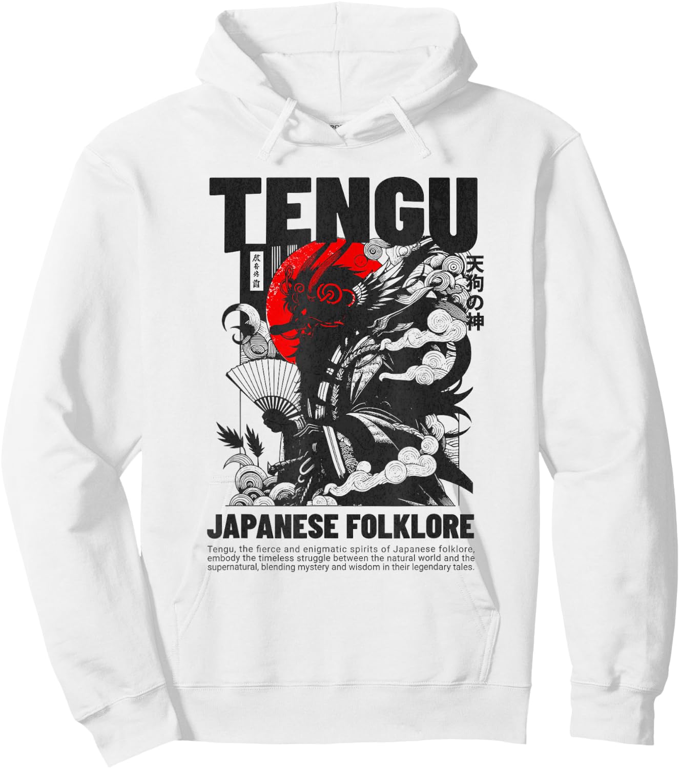 Japanese Tengu God - Vintage Japanese Folklore Hoodie - Hoodie | White