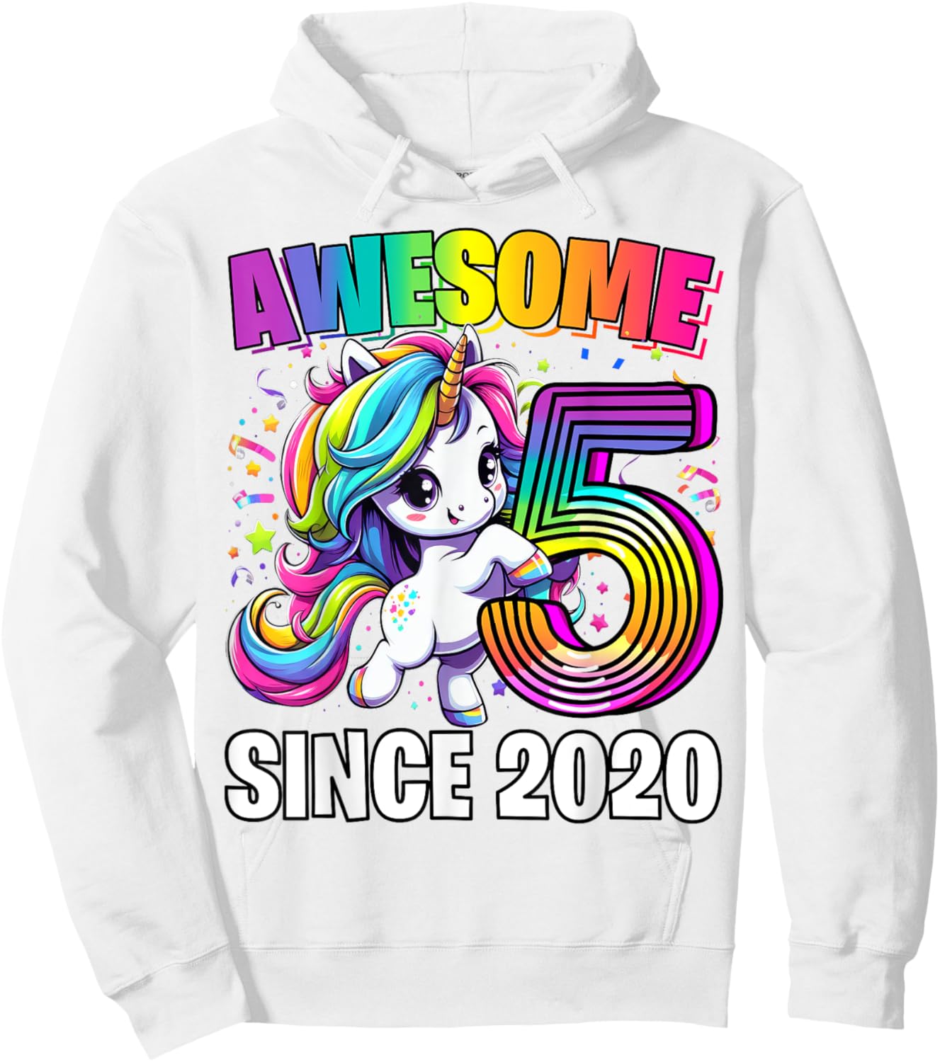 Unicorn 5th Birthday 5 Year Old Unicorn Party Girls Outfit Hoodie - Hoodie | White