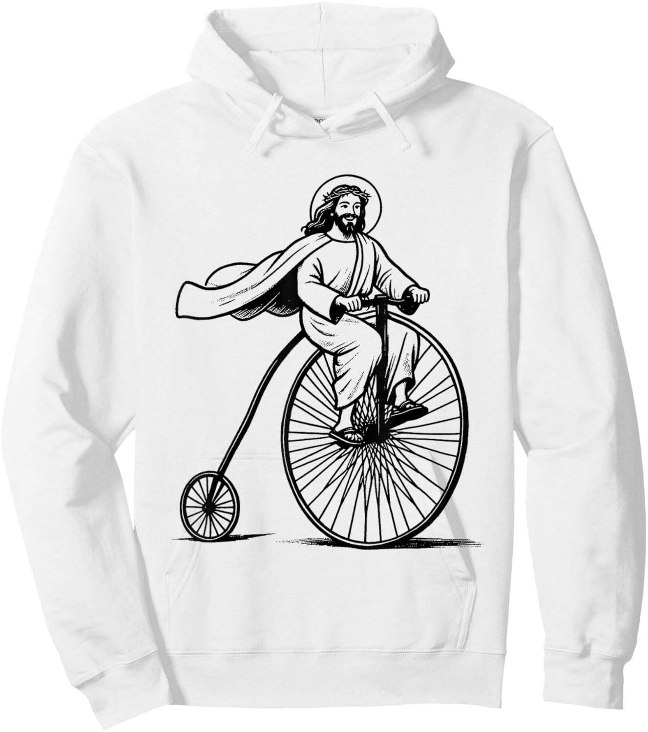 Jesus Penny-Farthing Bicycle - Funny Christian Religious Hoodie - Hoodie | White