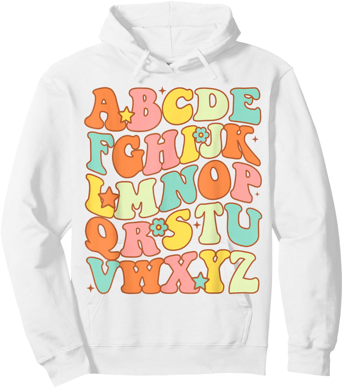 Groovy Letters Alphabet Learn ABCs Boy Girl Reading Teacher Hoodie - Hoodie | White