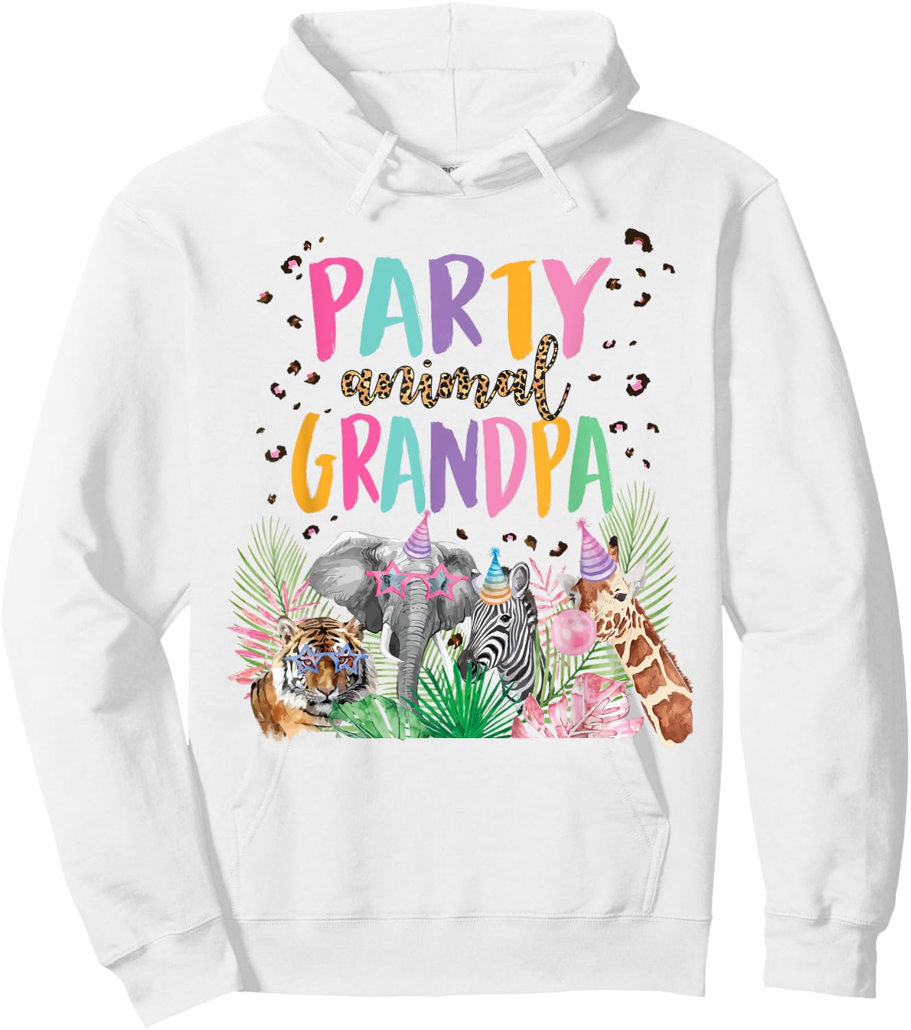 Grandpa Of The Birthday Boy Girl Zoo Theme Animal Party Hoodie - Hoodie | White