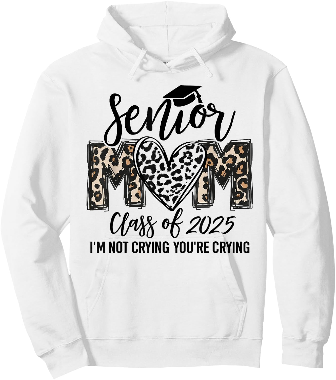 Senior Mom Class of 2025 Senior Mama 2025 Leopard Graduation Hoodie - Hoodie | White