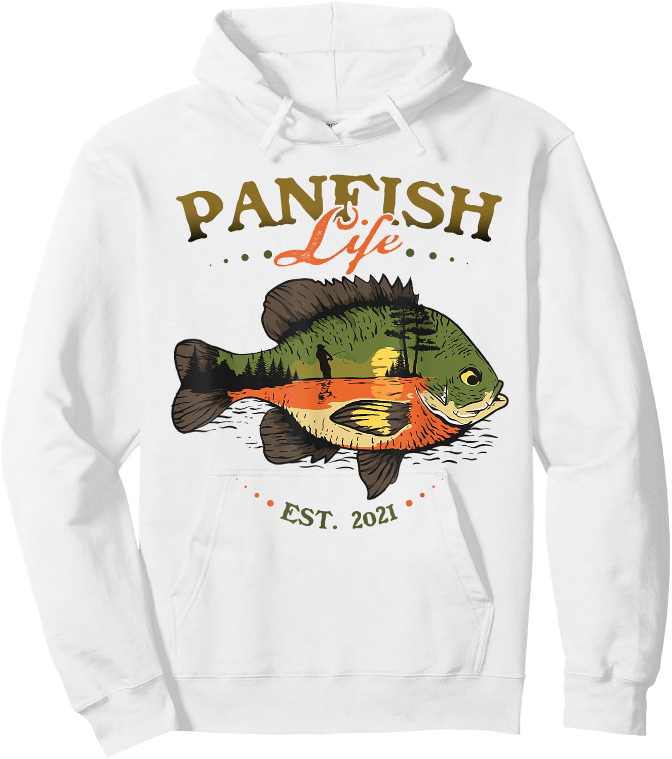 Bluegill Fish Panfish Life Est 2021 Fishing Fisherman Hoodie - Hoodie | White