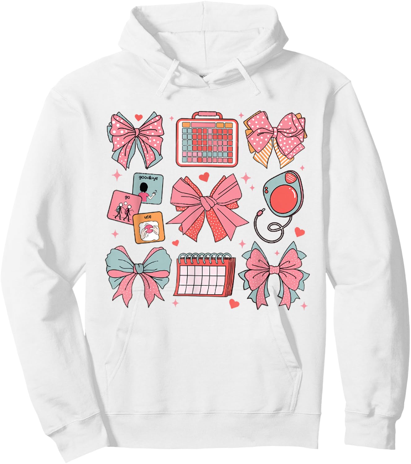 Women SLP Coquette Pink Bow Speech Language Pathologist Grad Hoodie - Hoodie | White
