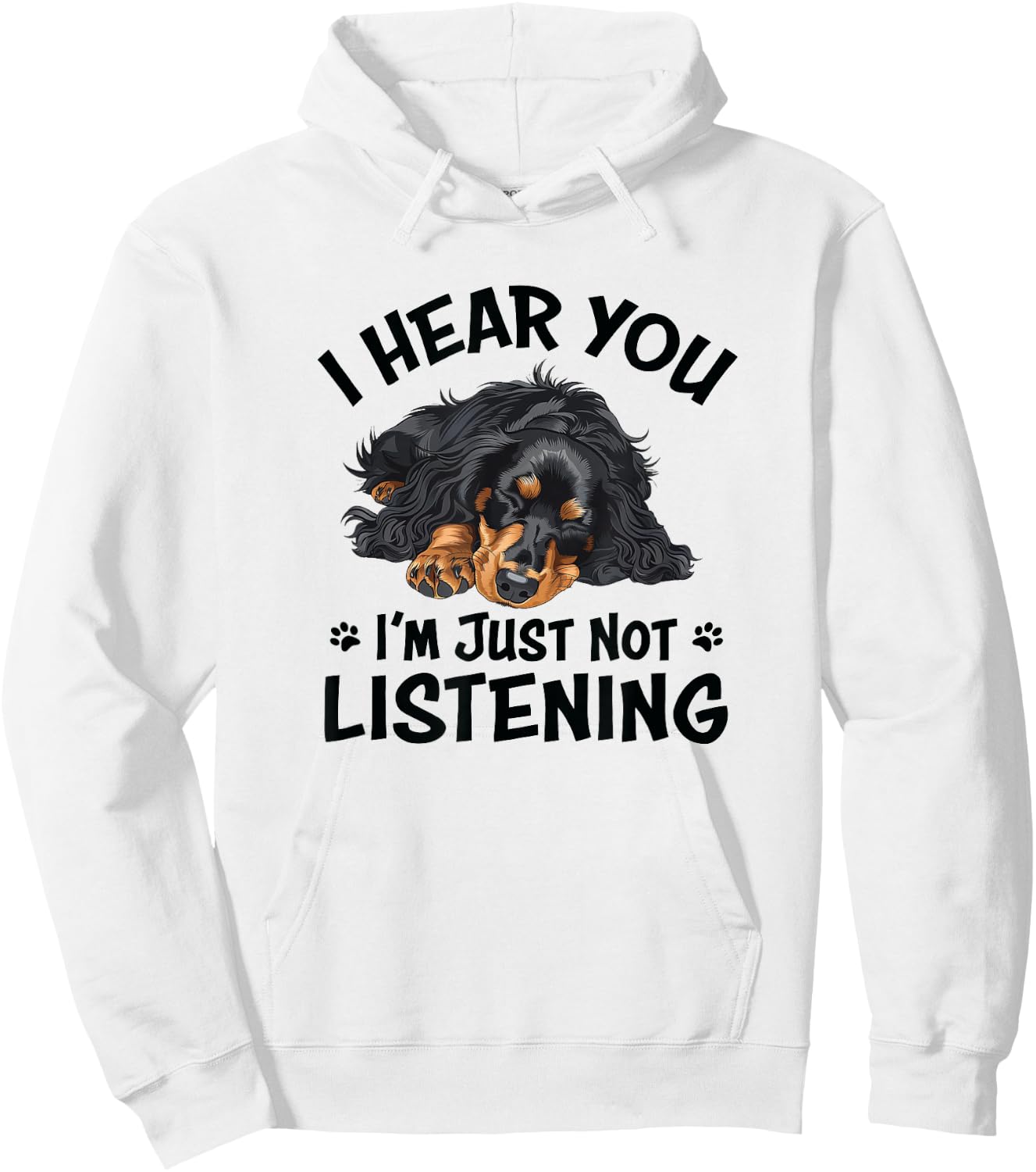 Hear You Not Listening Black Long Haired Dachshund Lover Hoodie - Hoodie | White