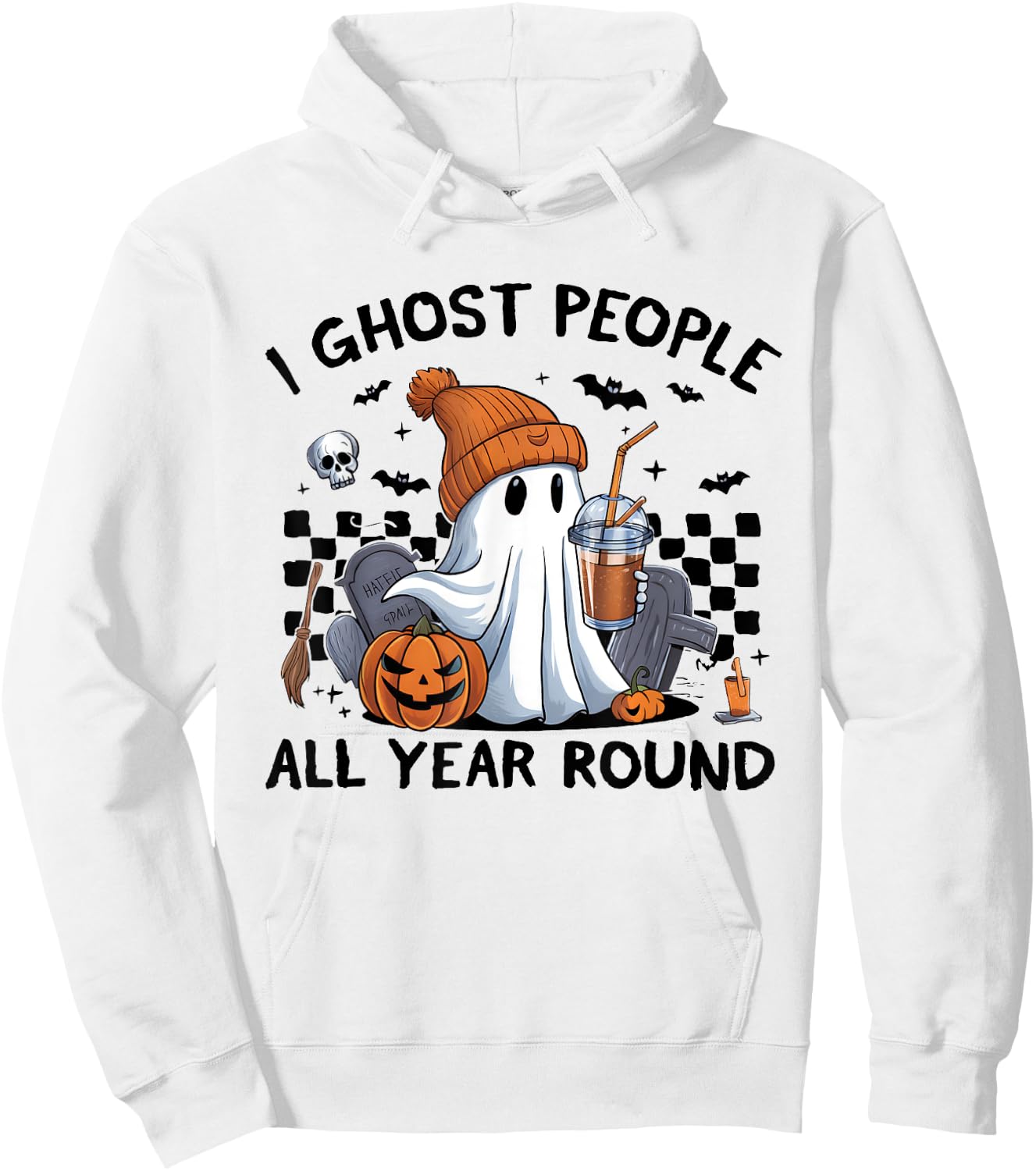 I Ghost People All Year Round Halloween Coffee Lover Outfit Hoodie - Hoodie | White